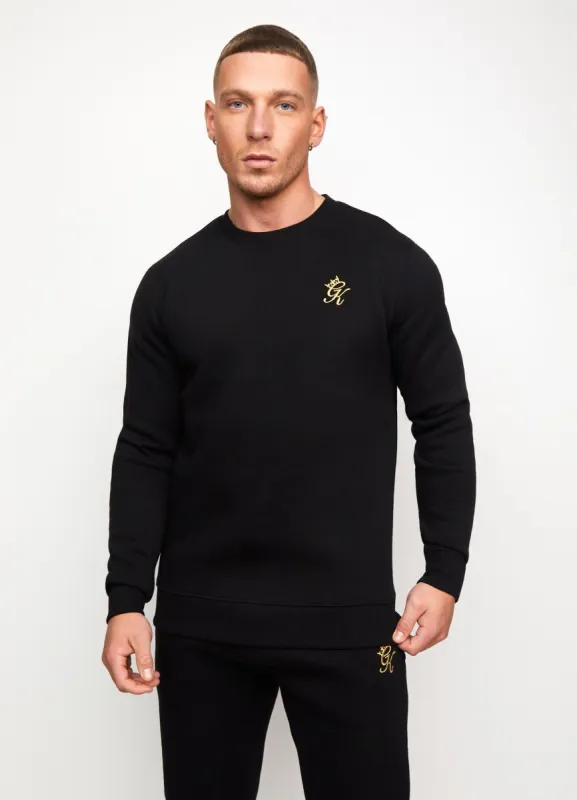 Gym King Basis Crew Neck Sweatshirt - Black/Gold sold by The Gym King