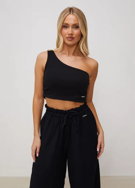Gym King Asymmetric Crop - Black sold by The Gym King