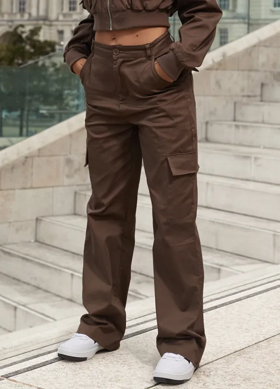 Gym King Woven Cargo Pant - Chocolate sold by The Gym King