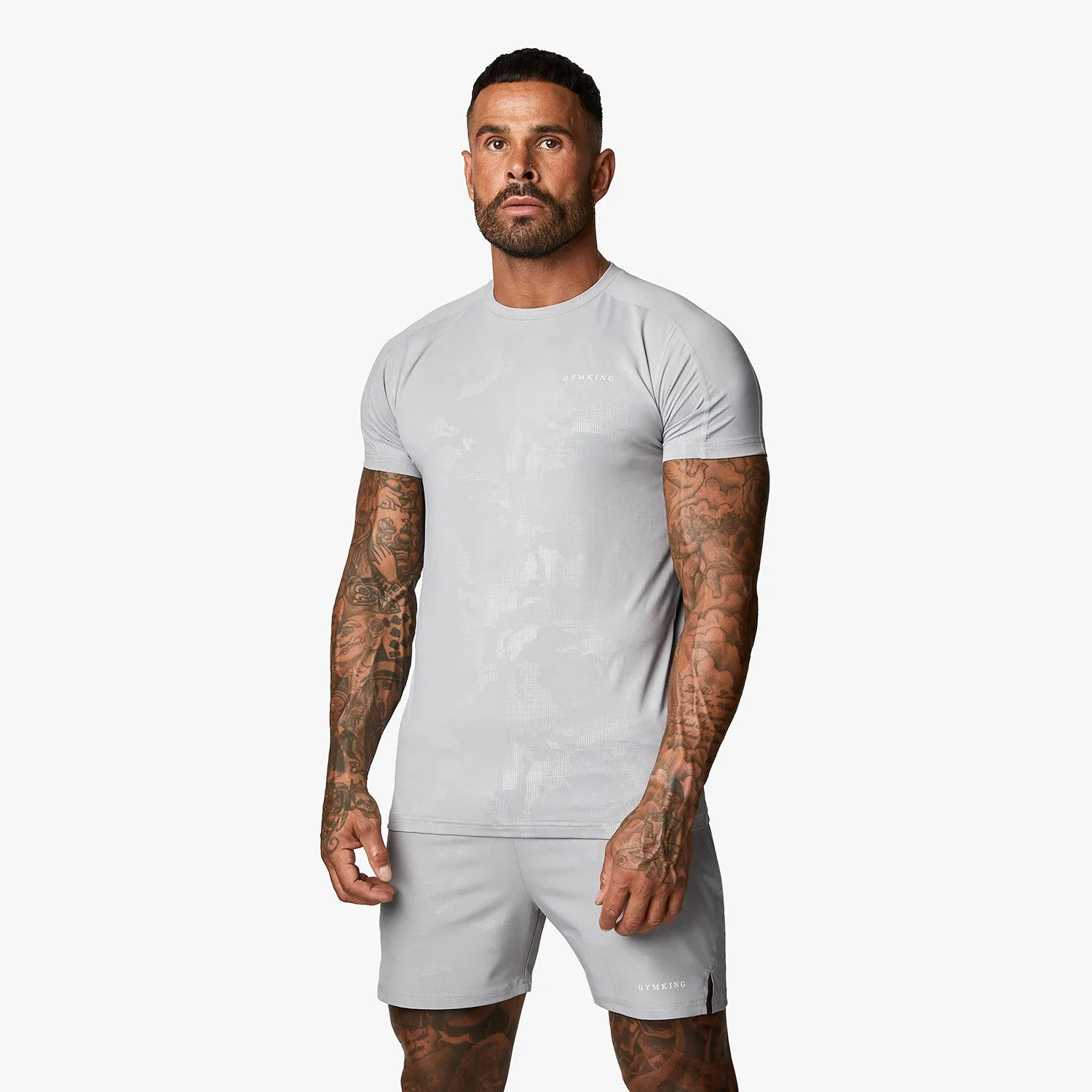 Gym King Debossed Camo SS Tee - Cloudy Grey sold by The Gym King product image thumbnail 2