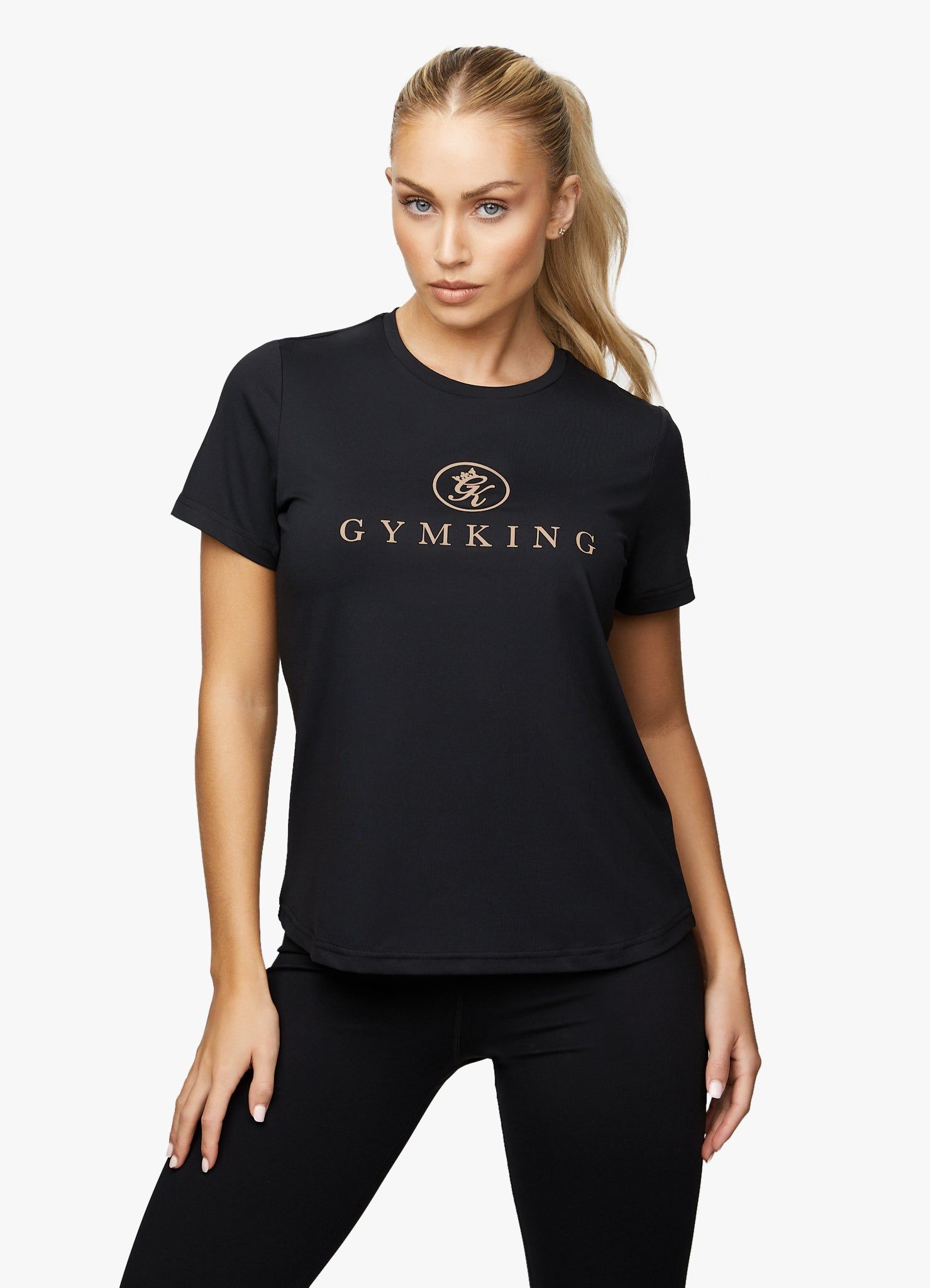 Gym King Pro Logo Tee - Black/Rose Gold sold by The Gym King
