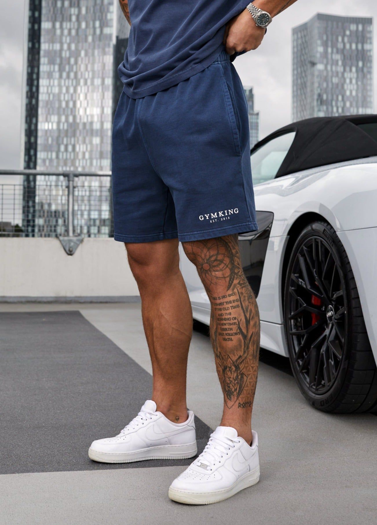 Gym King Est. Legacy Short - Washed Indigo sold by The Gym King