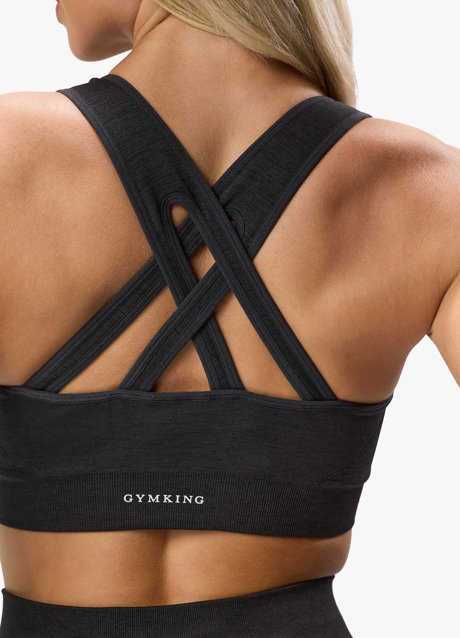 Gym King Results 2.0 Seamless Cross Over Bra - Black sold by The Gym King product image thumbnail 5
