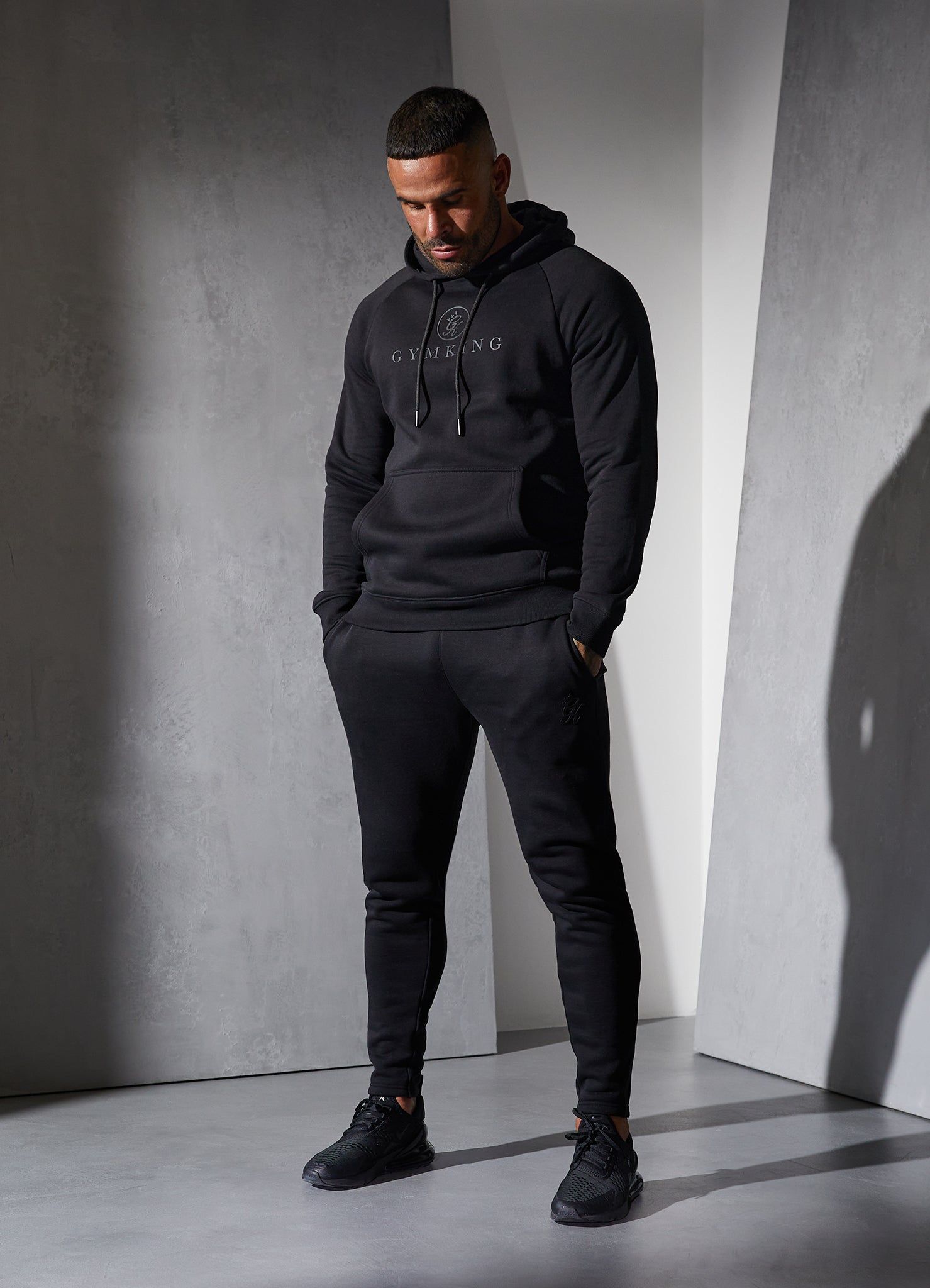 Gym King Pro Logo Fleece Tracksuit - Black/Black sold by The Gym King