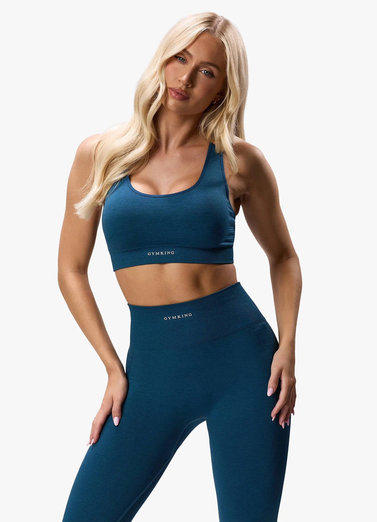 Gym King Results 2.0 Seamless Cross Over Bra - Teal sold by The Gym King