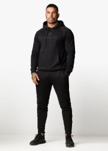 Gym King Pro Logo Fleece Tracksuit - Black/Black sold by The Gym King