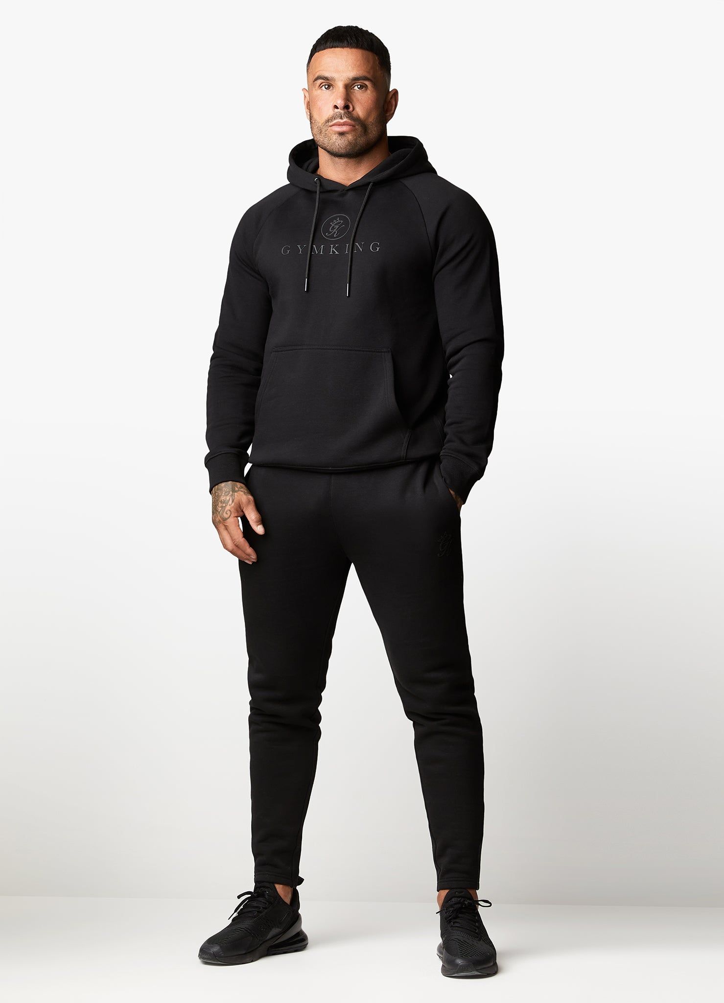 Gym King Pro Logo Fleece Tracksuit - Black/Black sold by The Gym King product image thumbnail 5