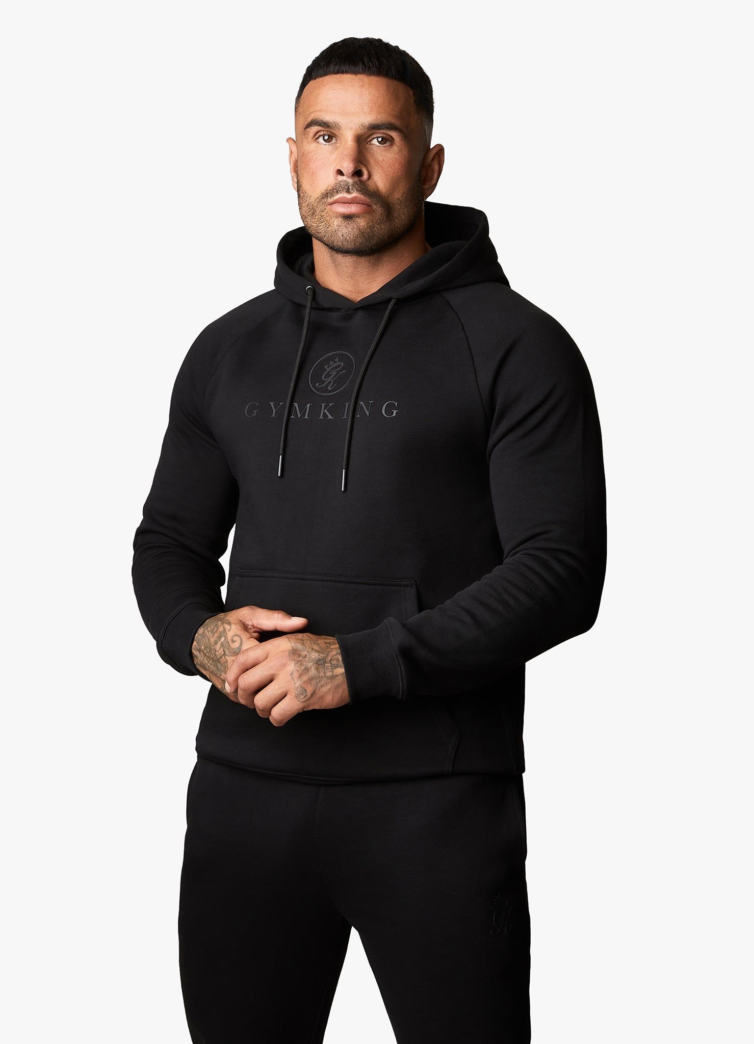 Gym King Pro Logo Fleece Tracksuit - Black/Black sold by The Gym King product image thumbnail 7