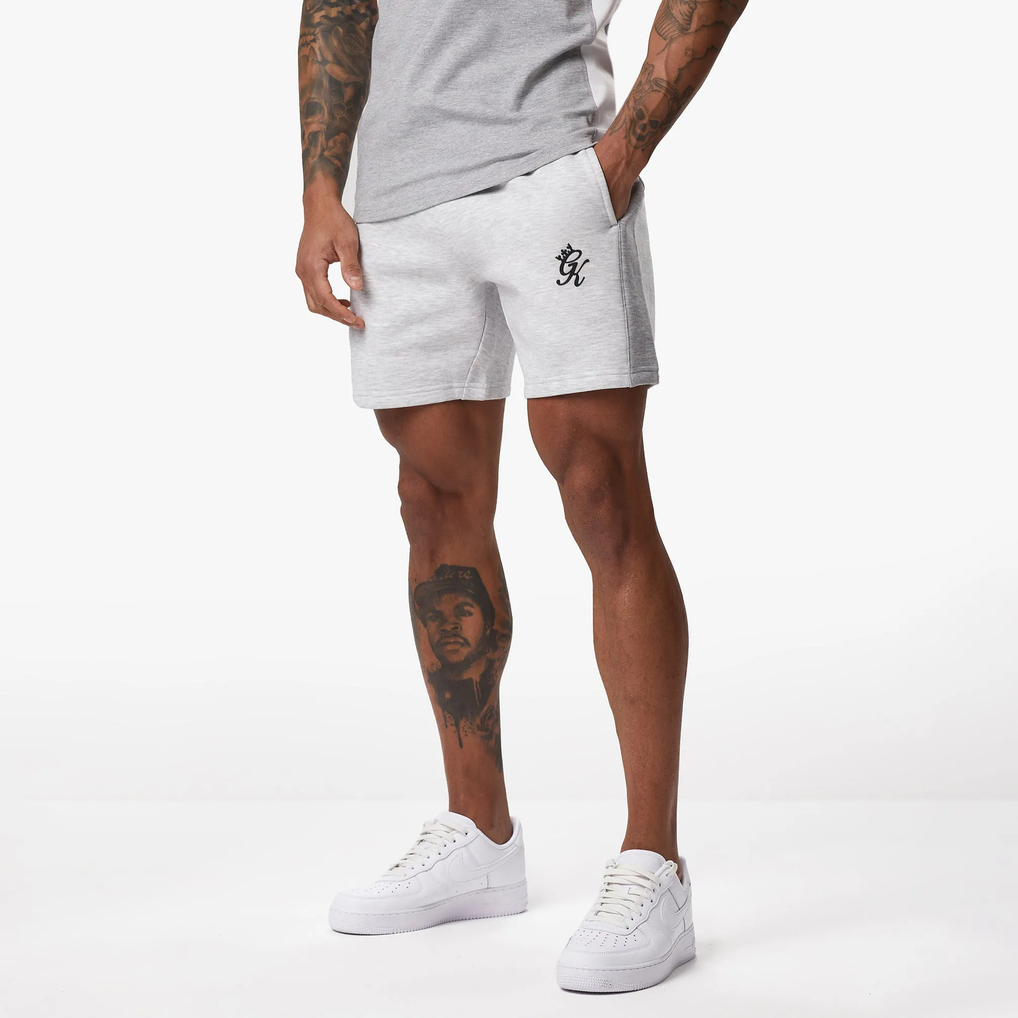 Gym King Contrast Panel Short - Snow Marl/Light Grey/White sold by The Gym King product image thumbnail 2
