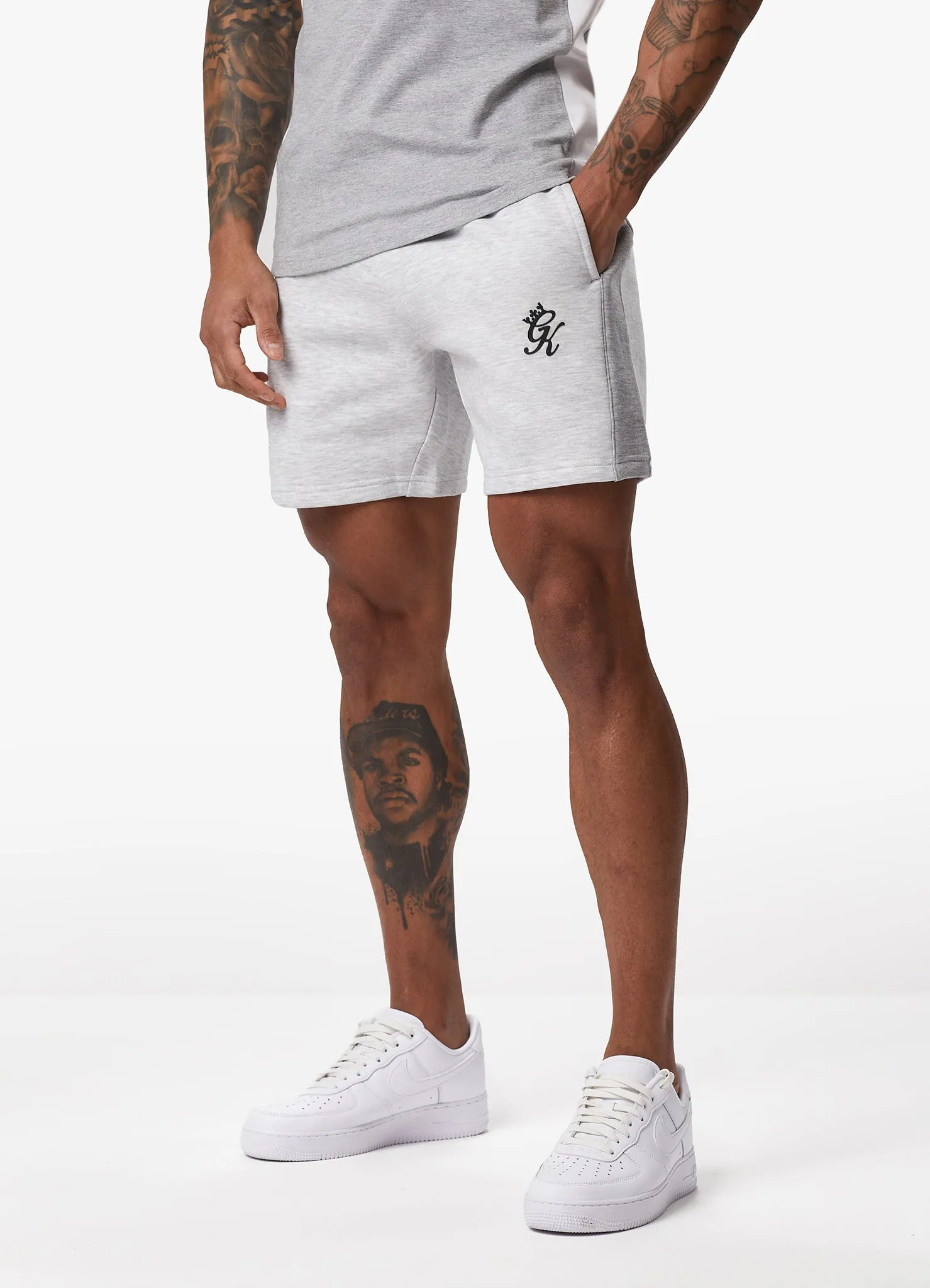Gym King Contrast Panel Short - Snow Marl/Light Grey/White sold by The Gym King product image thumbnail 4