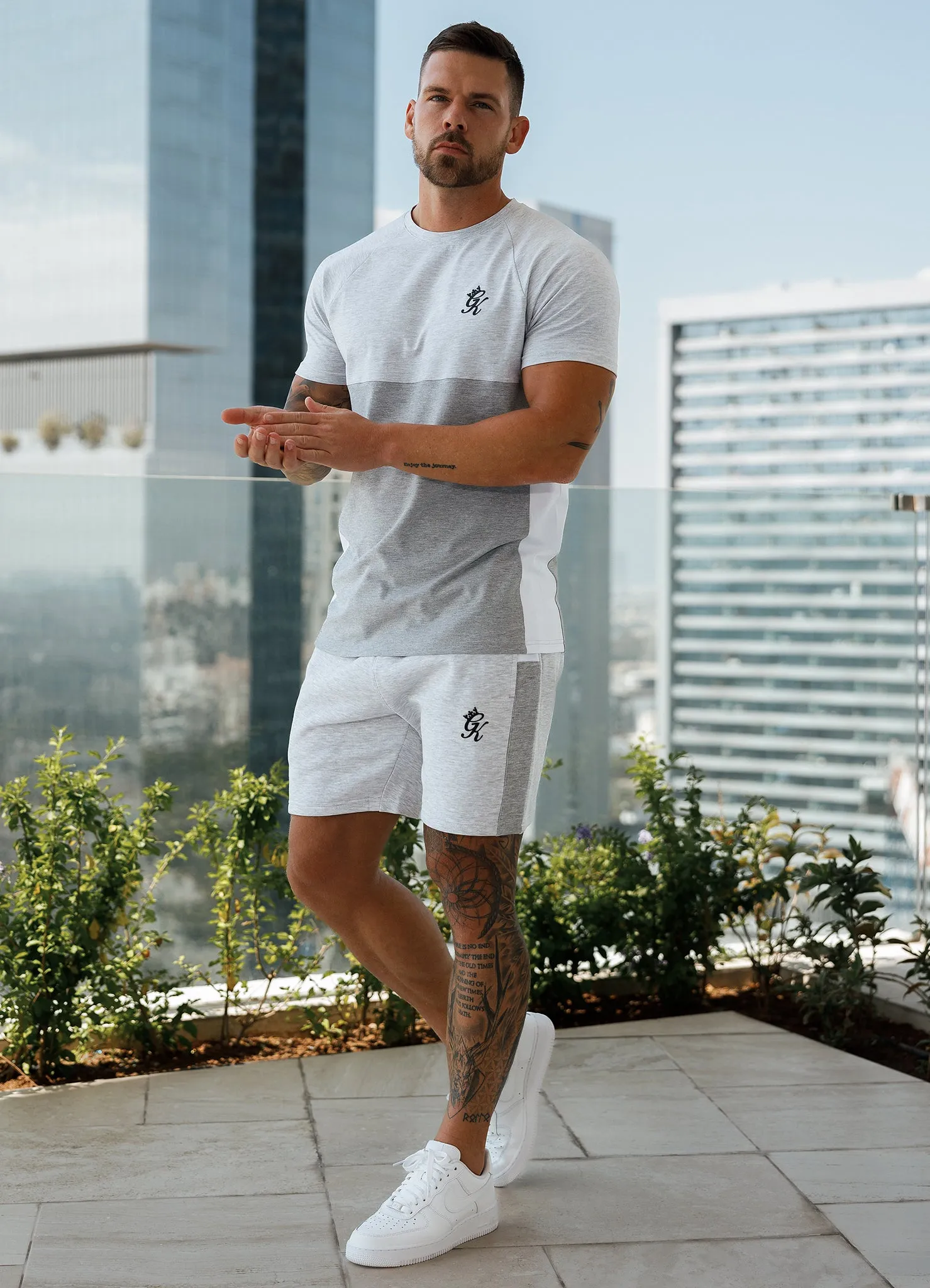 Gym King Contrast Panel Short - Snow Marl/Light Grey/White sold by The Gym King product image thumbnail 3
