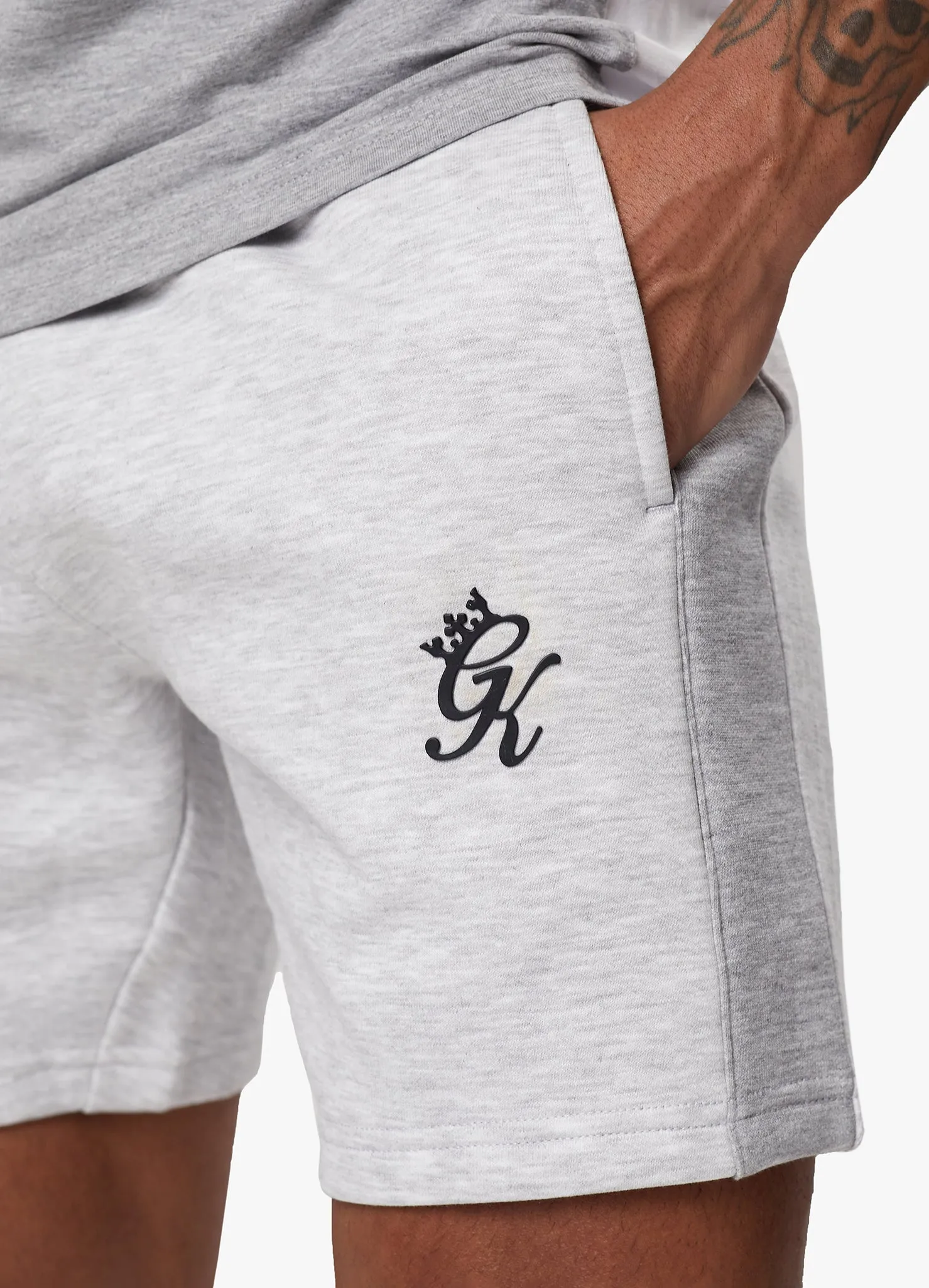 Gym King Contrast Panel Short - Snow Marl/Light Grey/White sold by The Gym King product image thumbnail 5