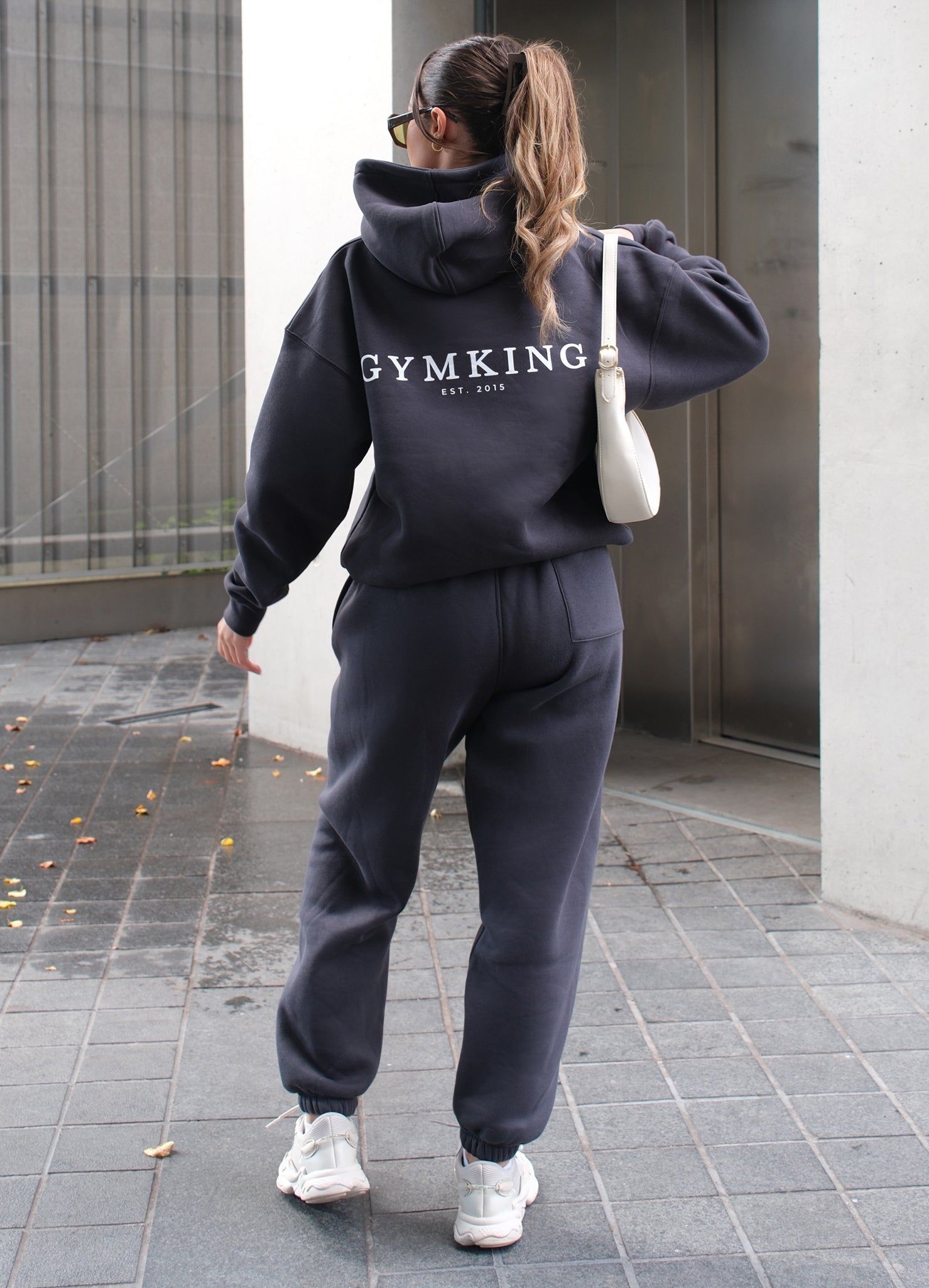 Gym King Established Relaxed Hood - Dark Pewter/White sold by The Gym King product image thumbnail 4