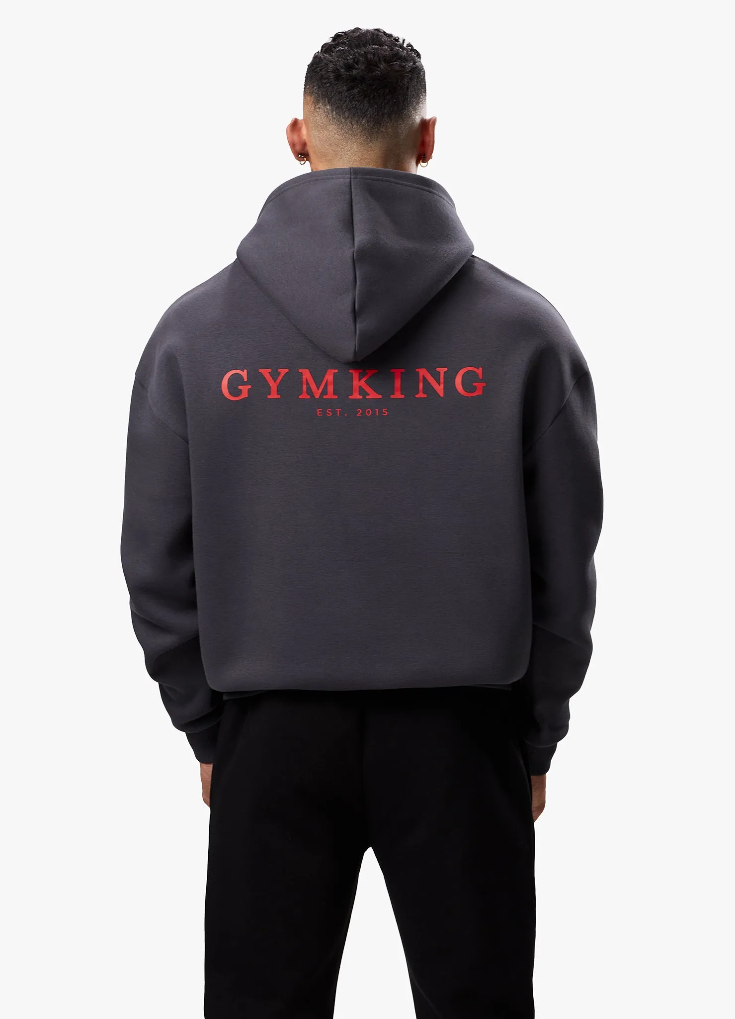 Gym King Established Hood - Dark Pewter/Red sold by The Gym King