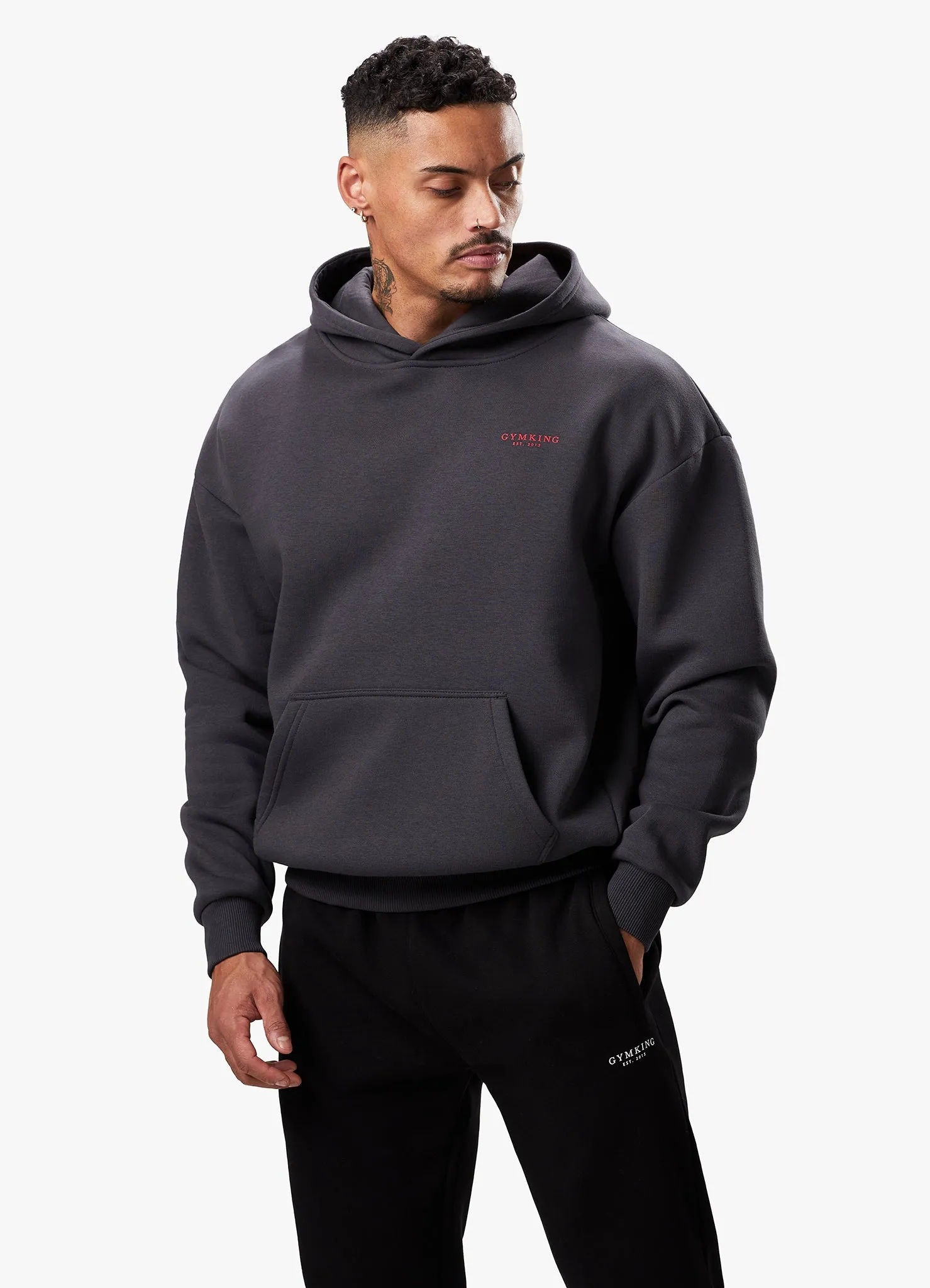 Gym King Established Hood - Dark Pewter/Red sold by The Gym King product image thumbnail 3