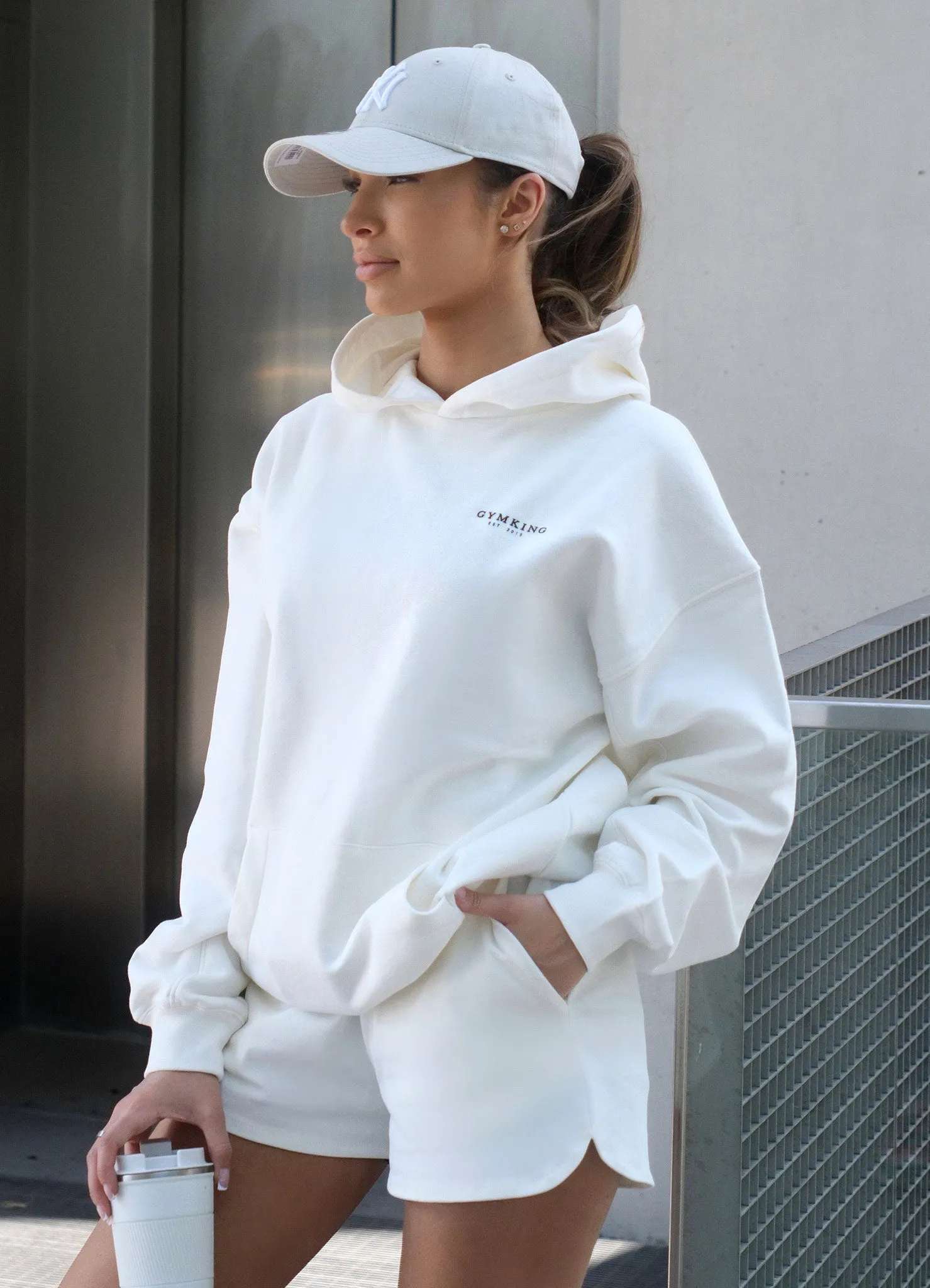 Gym King Established Relaxed Fit Hood - Cream sold by The Gym King product image thumbnail 4