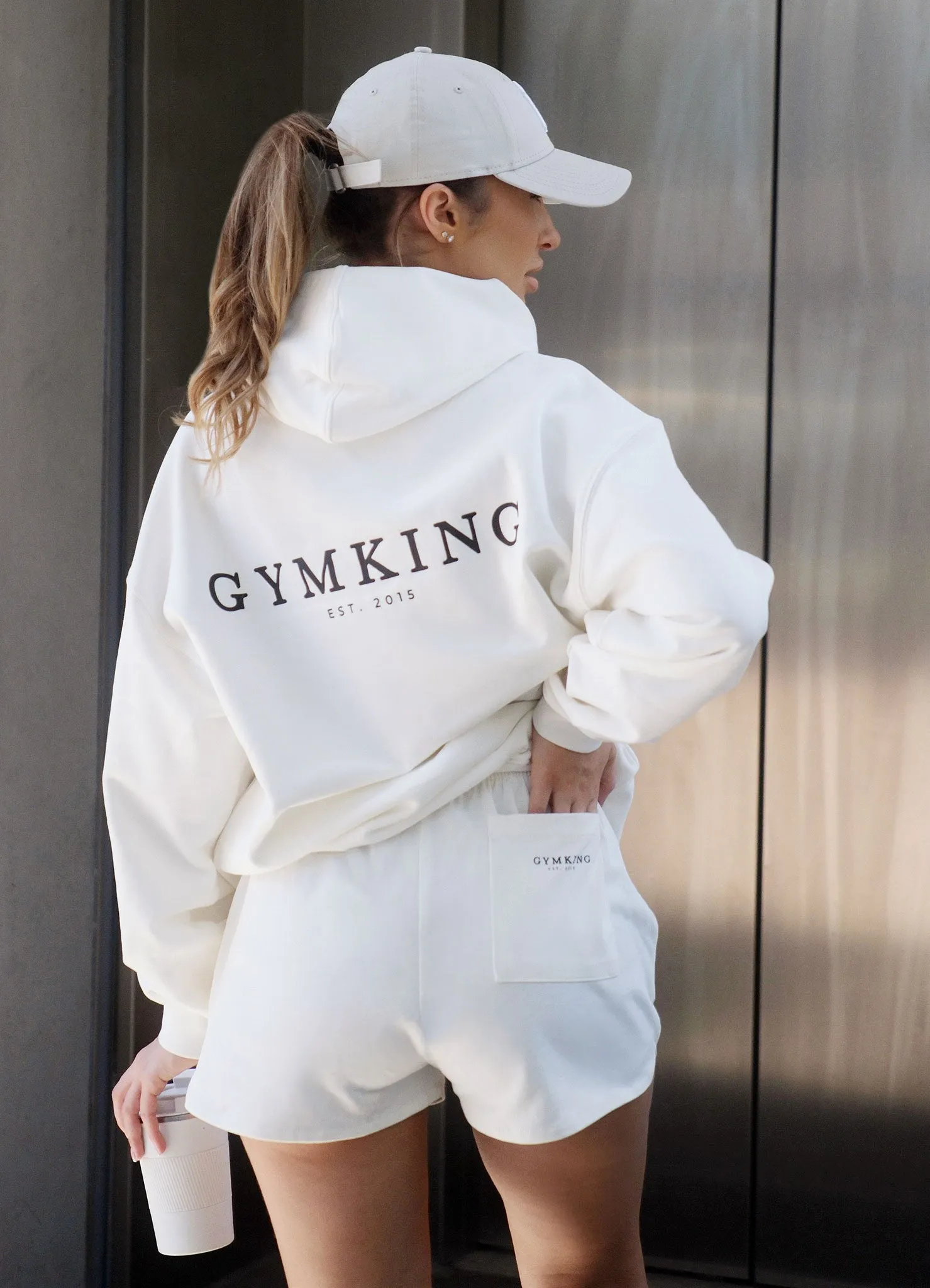 Gym King Established Relaxed Fit Hood - Cream sold by The Gym King product image thumbnail 3