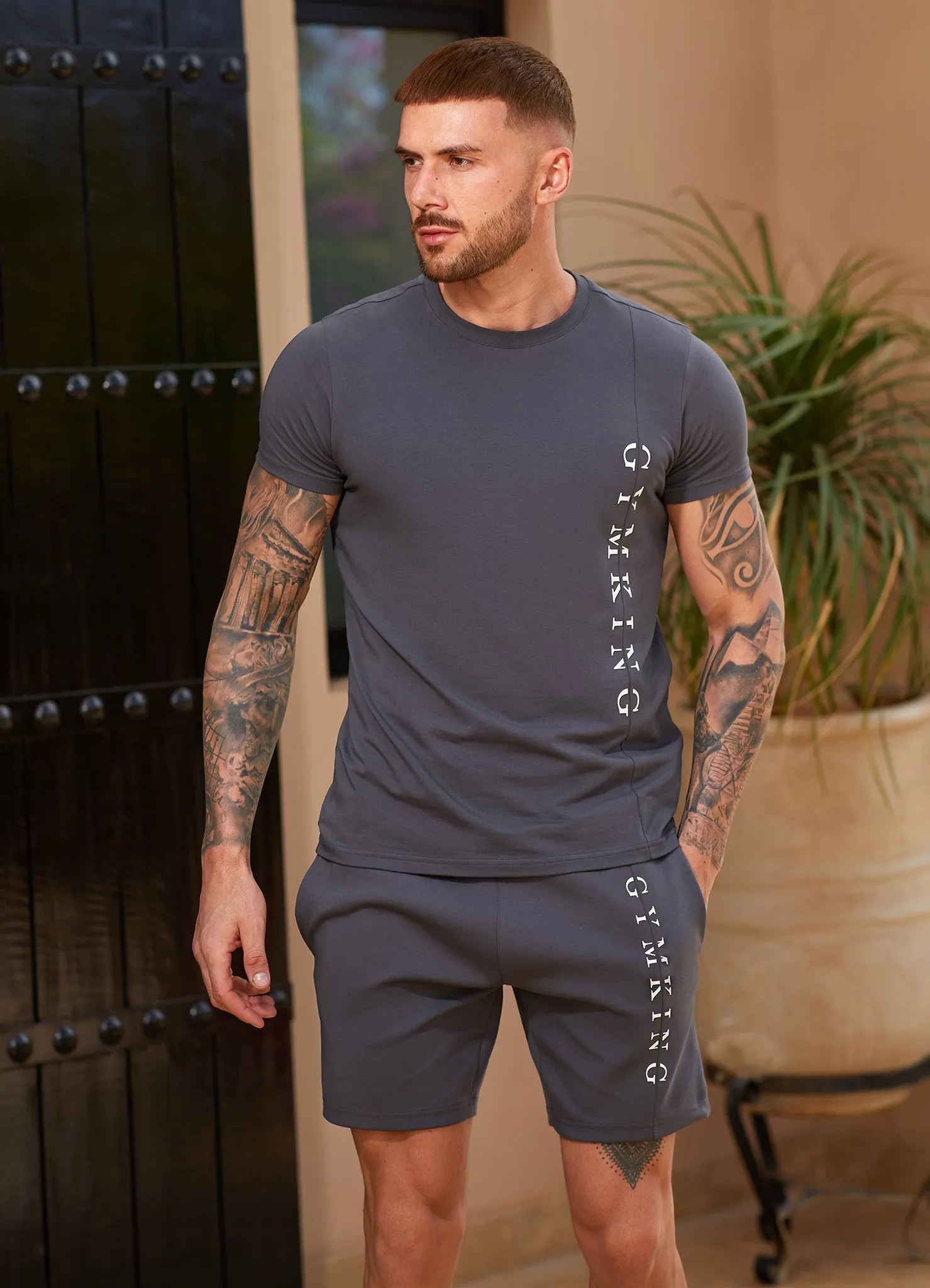 Gym King Split Linear Tee - Graphite sold by The Gym King