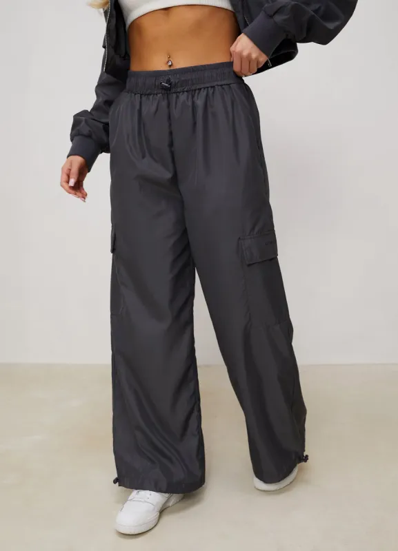 Gym King Satin Cargo Pants - Graphite sold by The Gym King