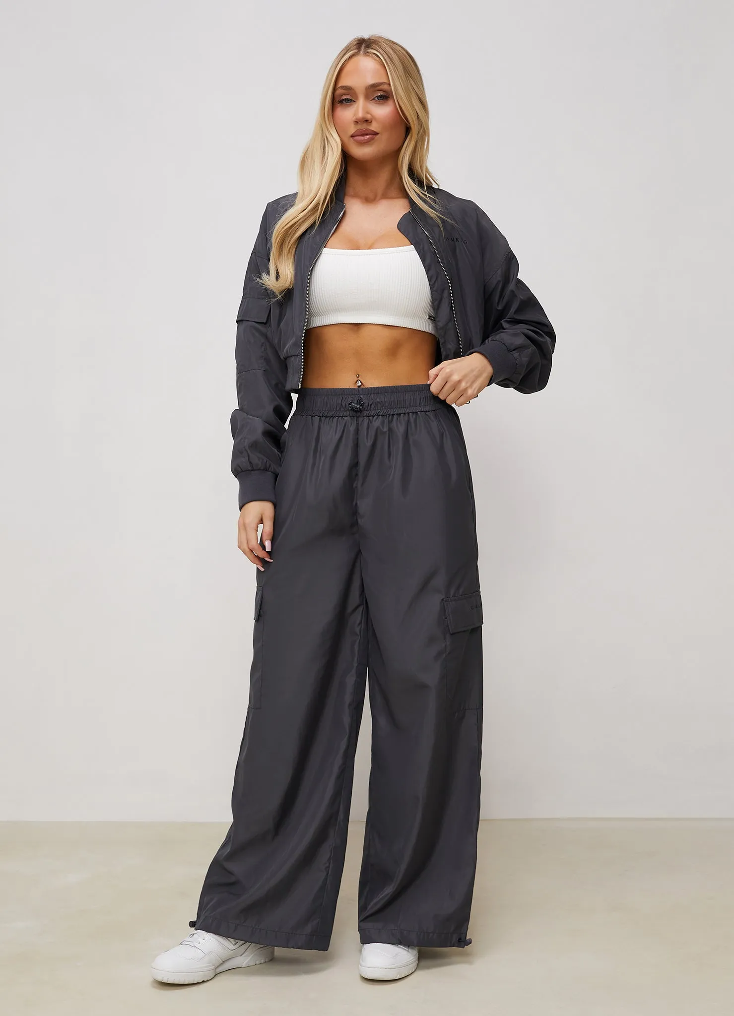 Gym King Satin Cargo Pants - Graphite sold by The Gym King product image thumbnail 4