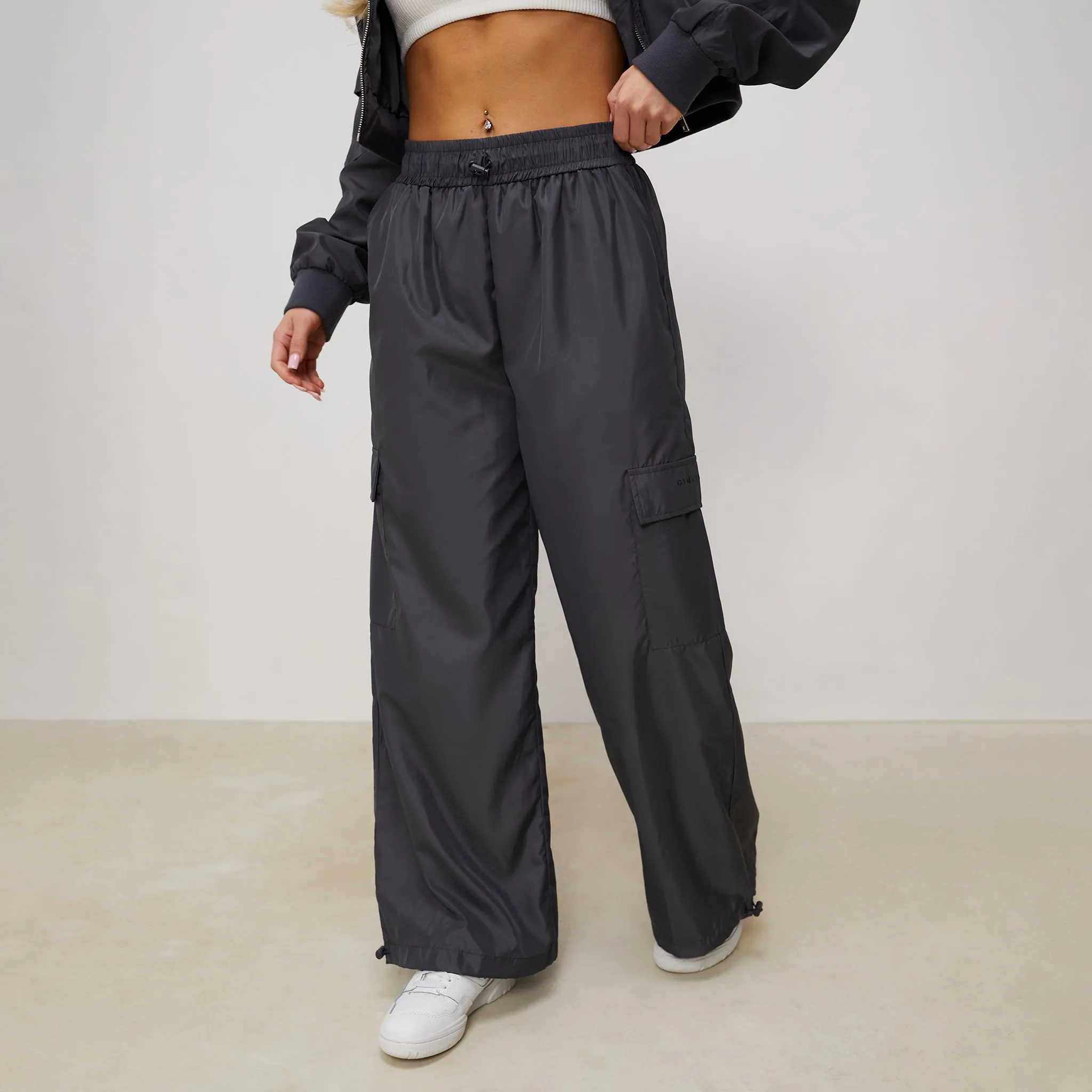 Gym King Satin Cargo Pants - Graphite sold by The Gym King product image thumbnail 2