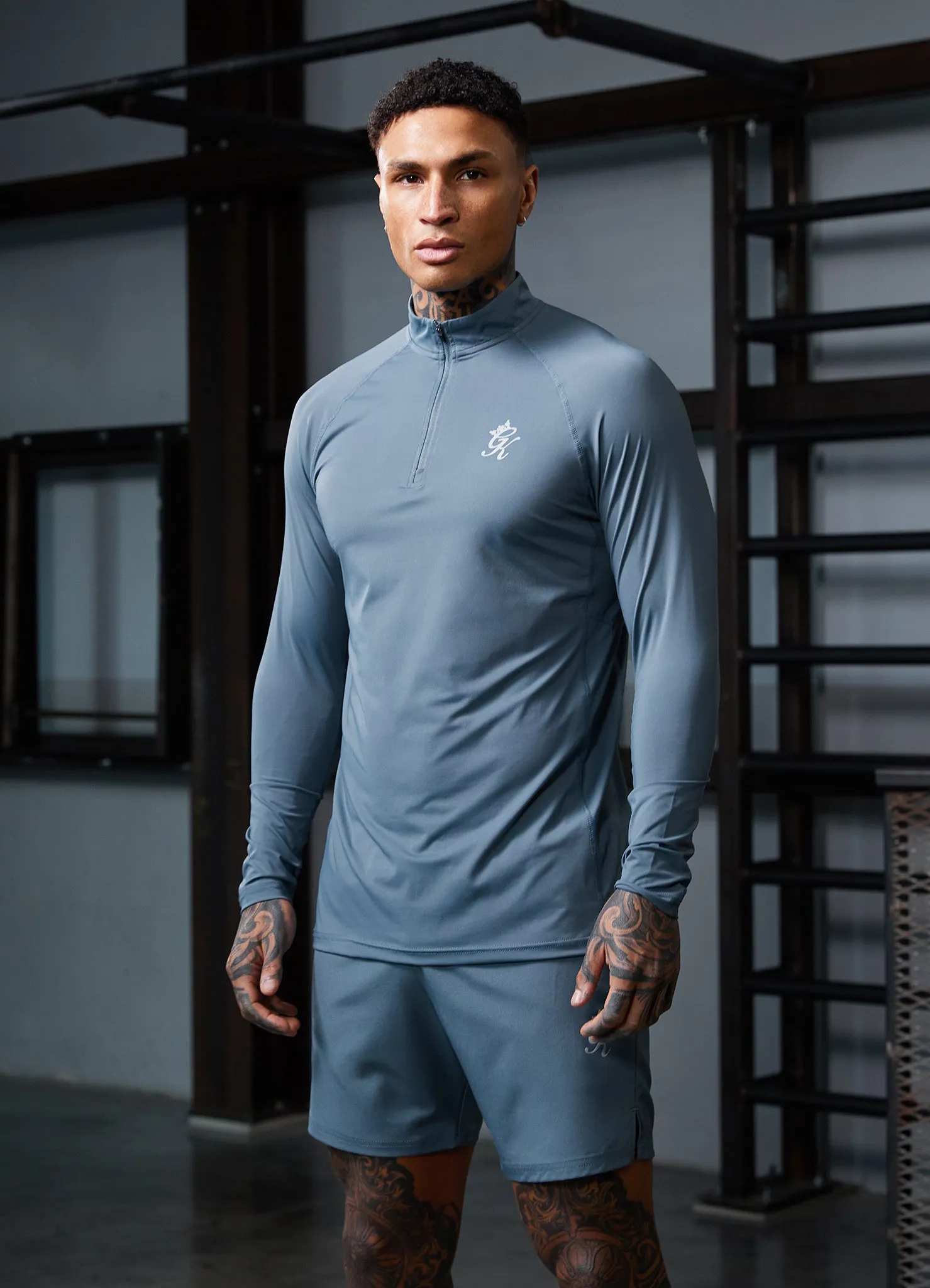 Gym King Energy 1/4 Zip Funnel - Petrol Blue sold by The Gym King