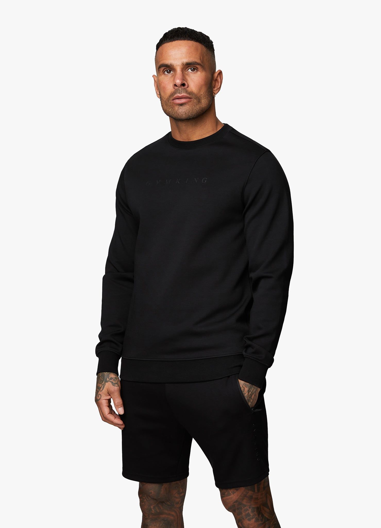 Gym King Linear Print Interlock Crew - Black sold by The Gym King product image thumbnail 4
