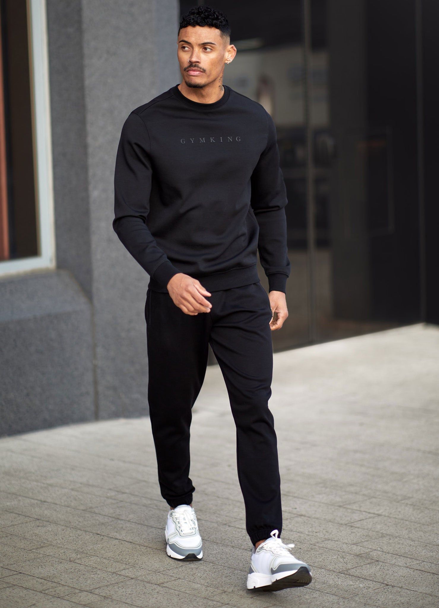 Gym King Linear Print Interlock Crew - Black sold by The Gym King product image thumbnail 3