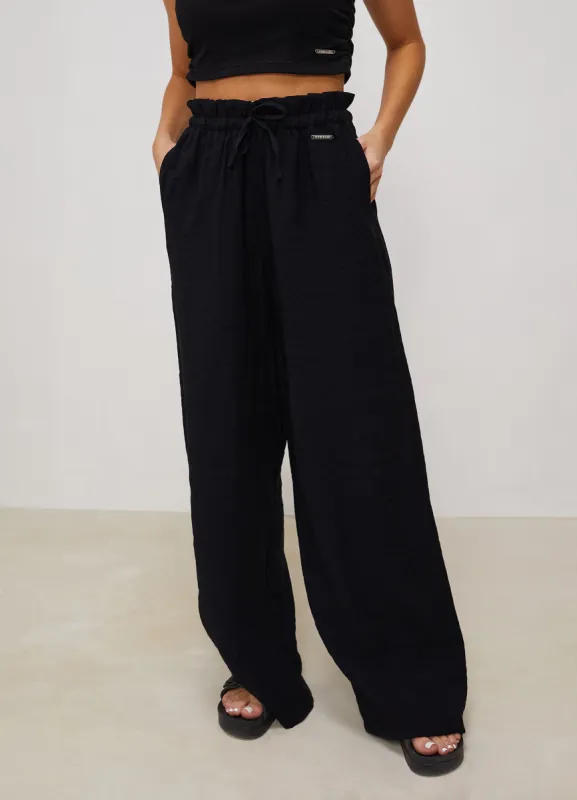Gym King Signature Woven Wide Leg Trouser - Black sold by The Gym King