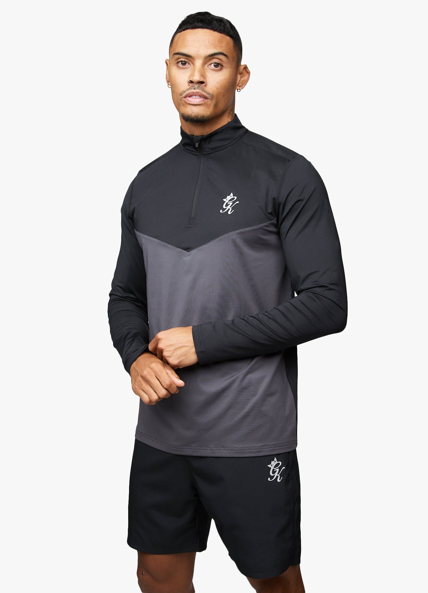 Gym King React 1/4 Zip - Black/Fossil Grey sold by The Gym King