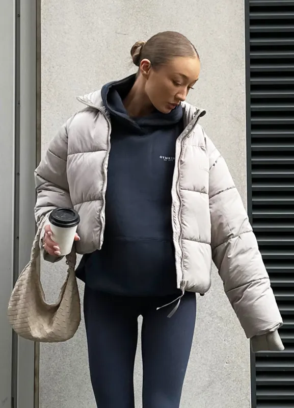 Gym King Align 2-in-1 Crop Puffer - Stone sold by The Gym King