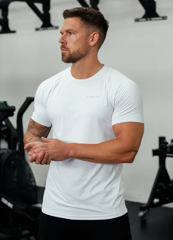 Gym King Energy Linear Tee - White sold by The Gym King