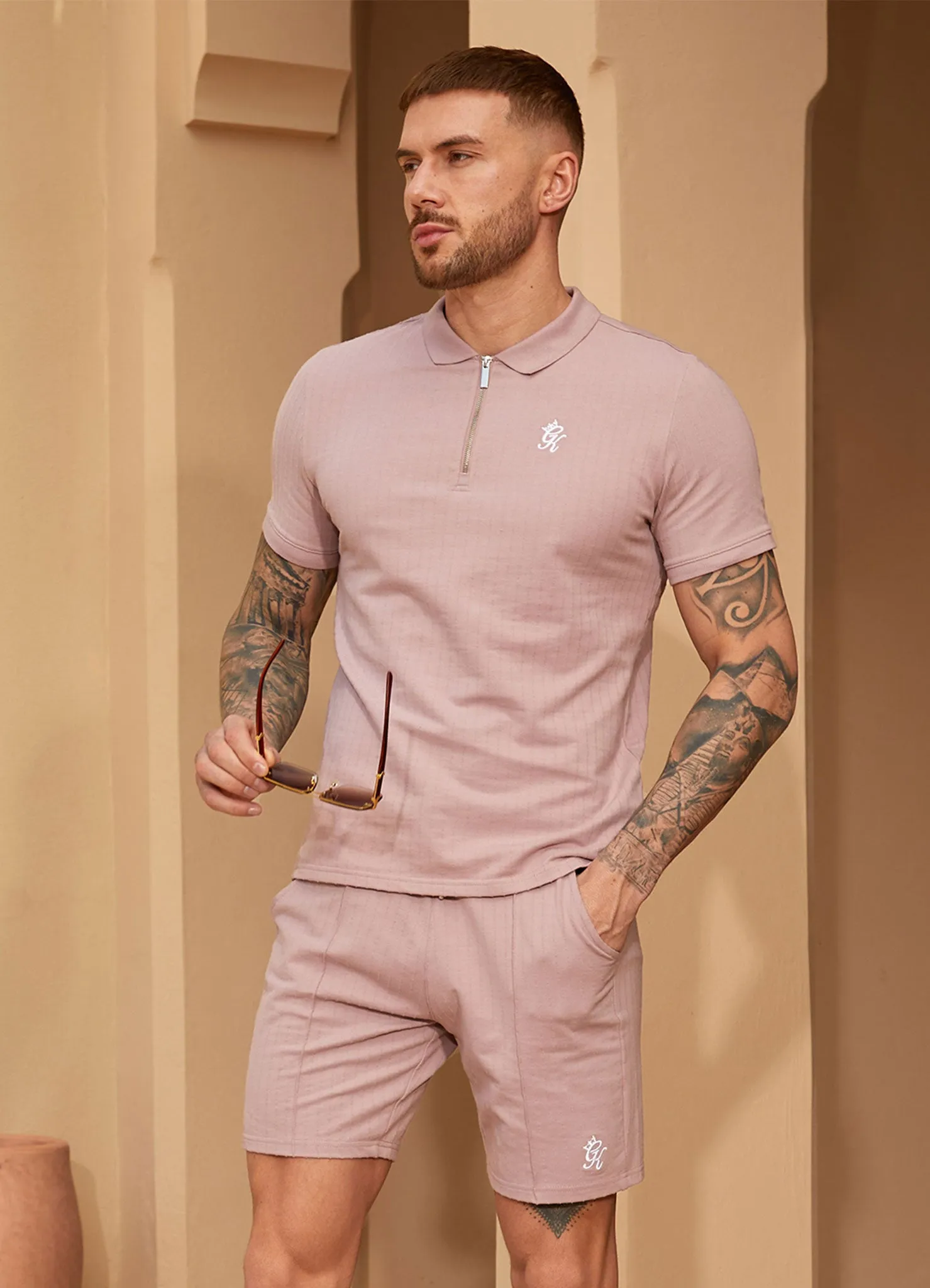Gym King Riviera Signature Polo - Dusky Pink sold by The Gym King