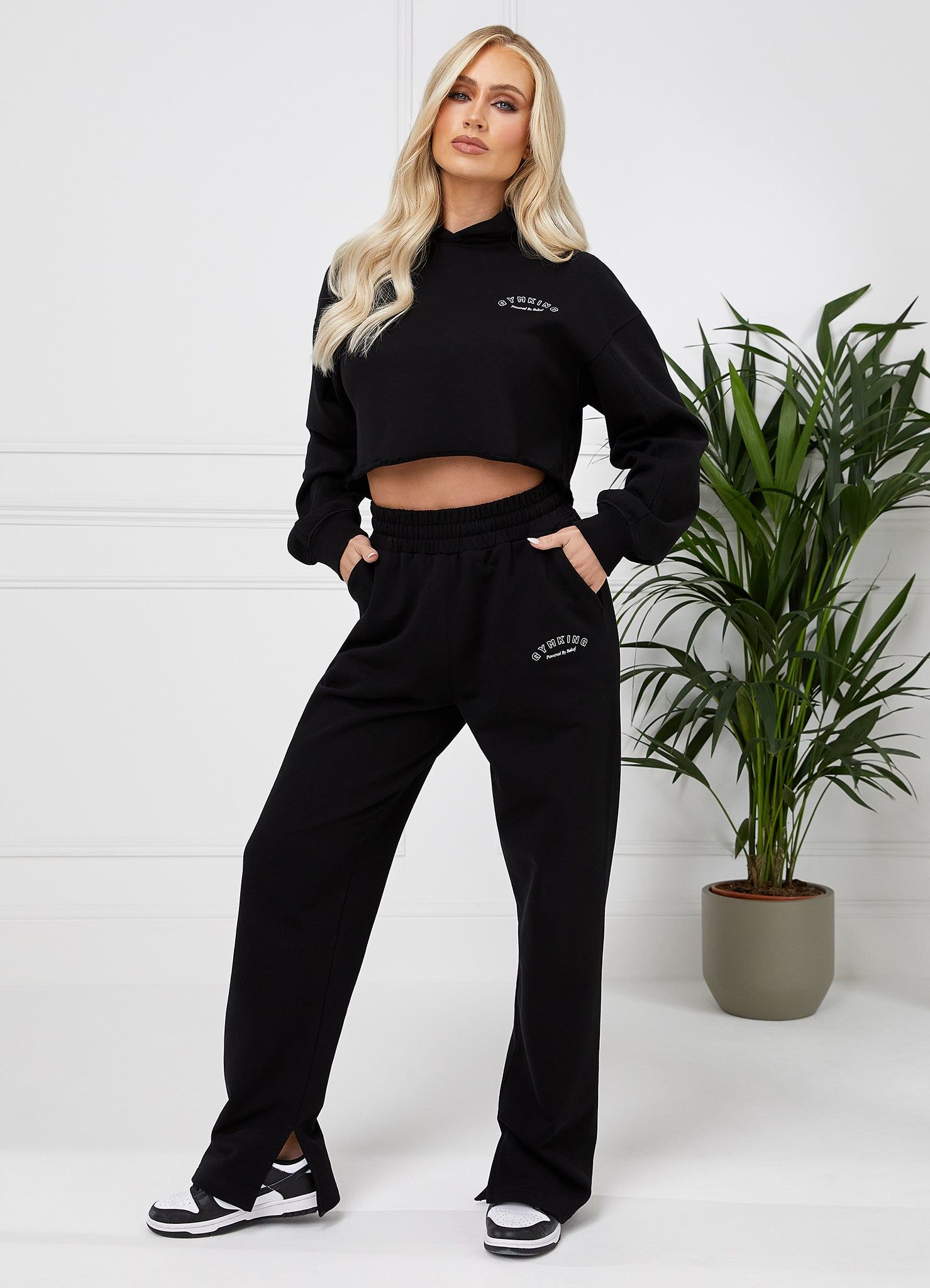 Gym King Radiance Crop Hood & Jogger - Black sold by The Gym King