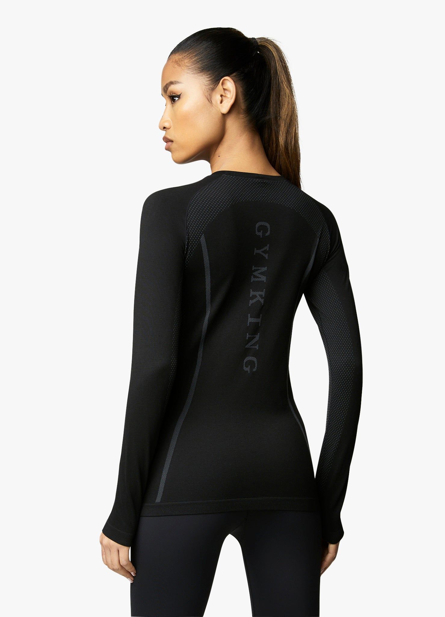 Gym King Seamless Ls Tee - Black sold by The Gym King