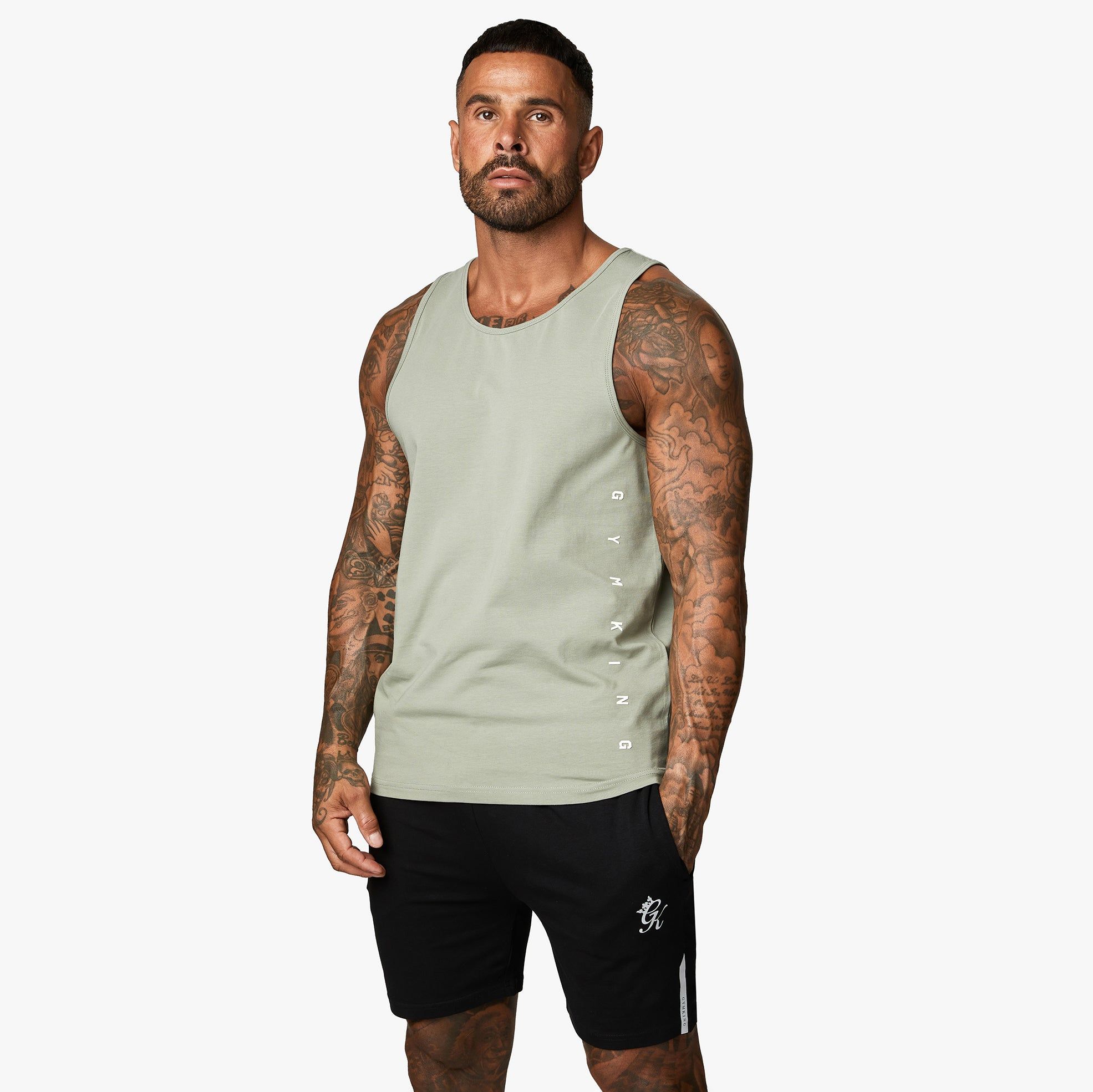 Gym King Rebellion Jersey Vest - Soft Khaki sold by The Gym King product image thumbnail 2