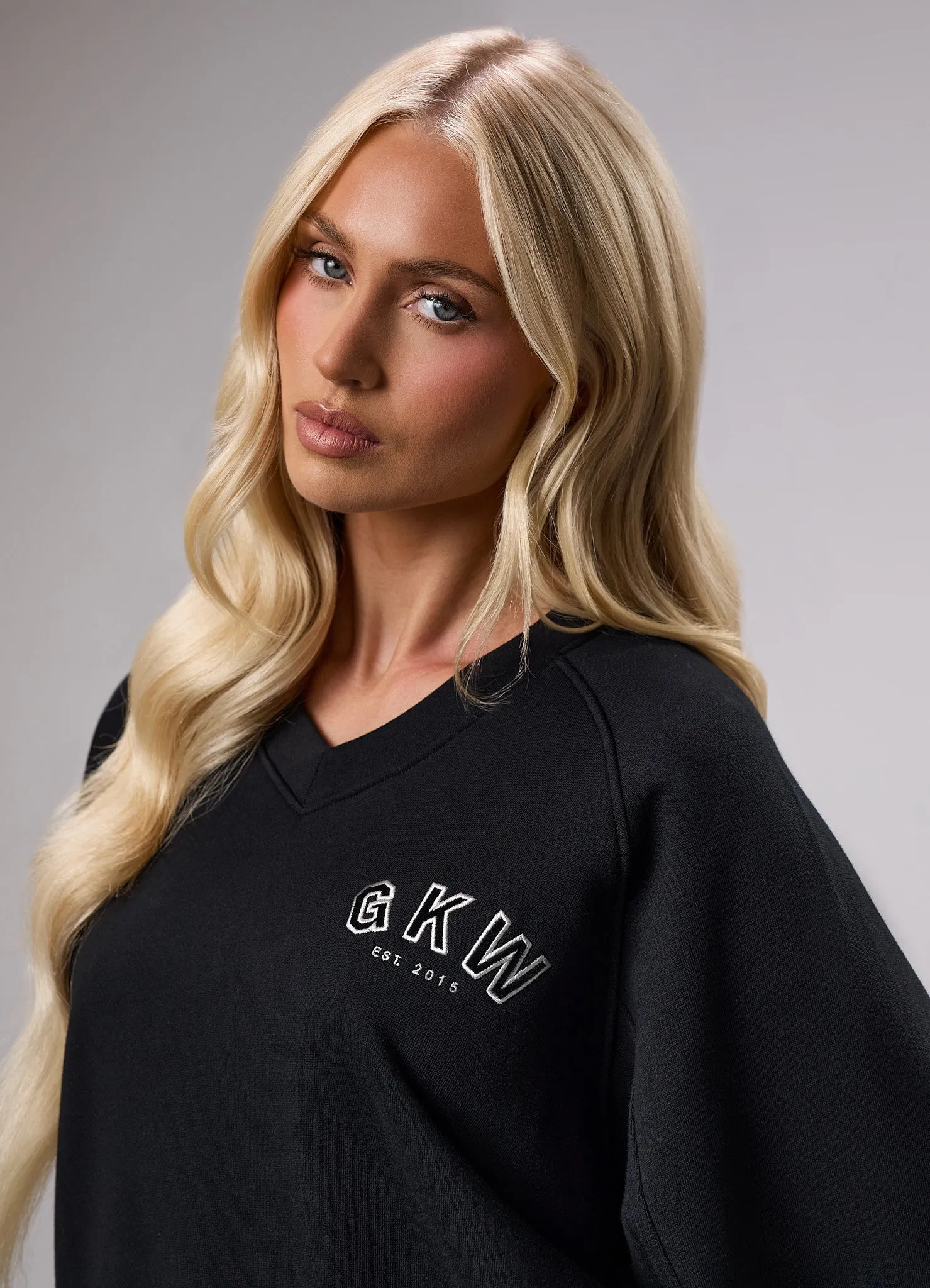 GKW Sports Luxe V Neck Crew - Black sold by The Gym King product image thumbnail 3