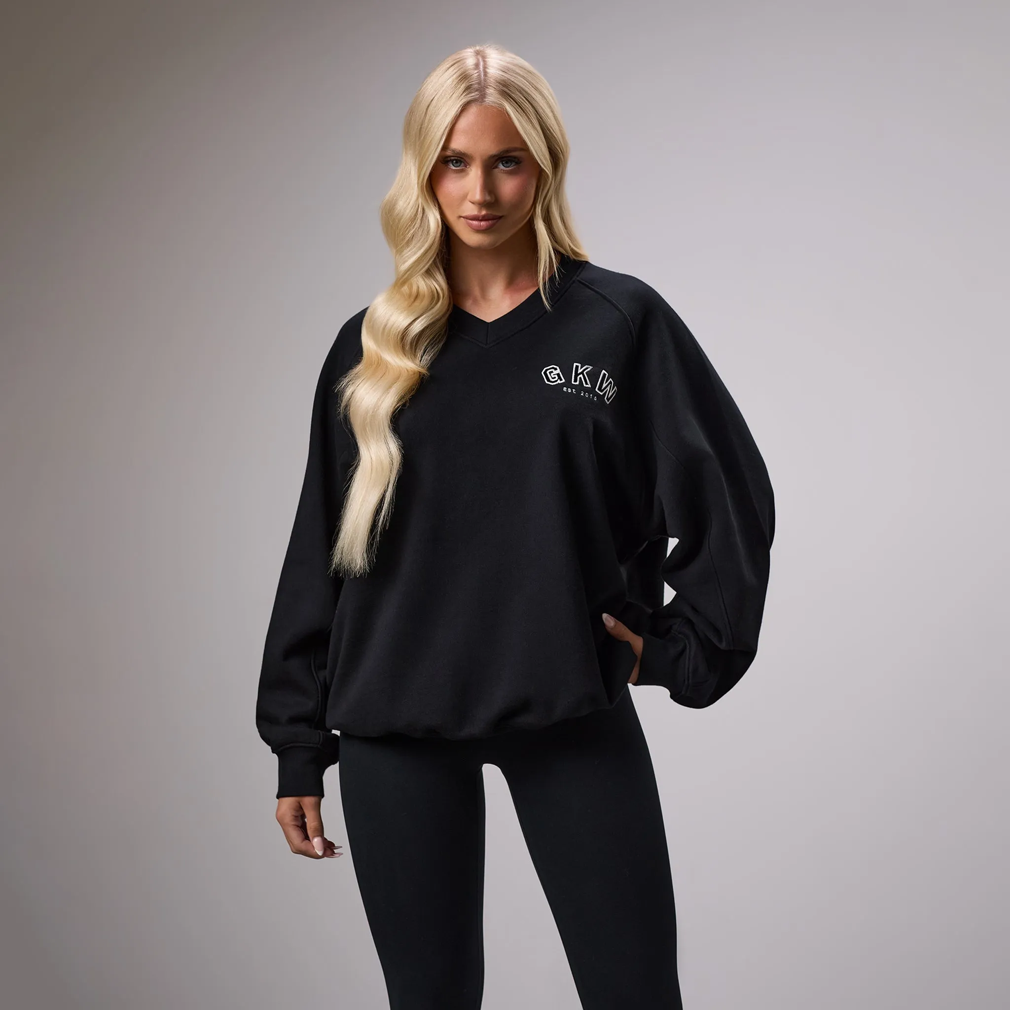 GKW Sports Luxe V Neck Crew - Black sold by The Gym King product image thumbnail 2