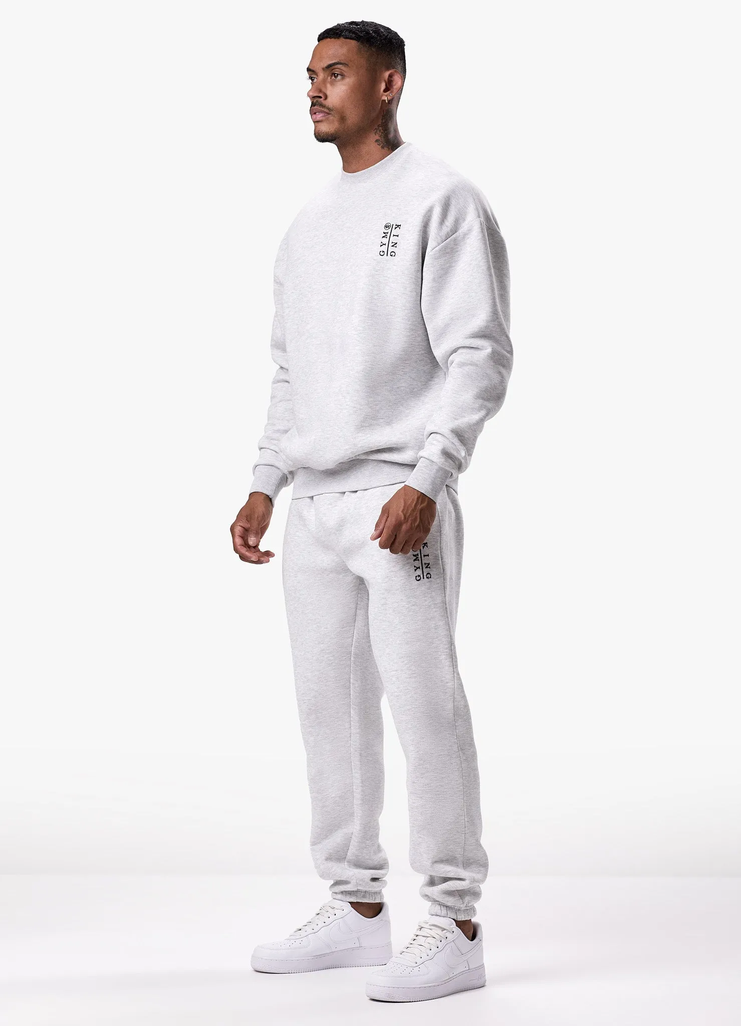 Gym King Division Crew Tracksuit - Snow Marl sold by The Gym King