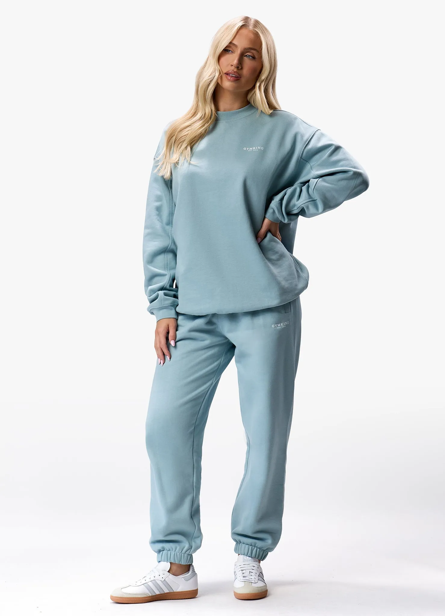 Gym King Established Crew Tracksuit - Stone Blue sold by The Gym King