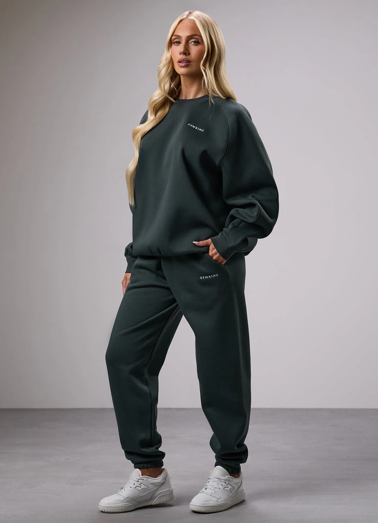 Gym King 365 Raglan Sleeve Crew Tracksuit - Green Smoke sold by The Gym King