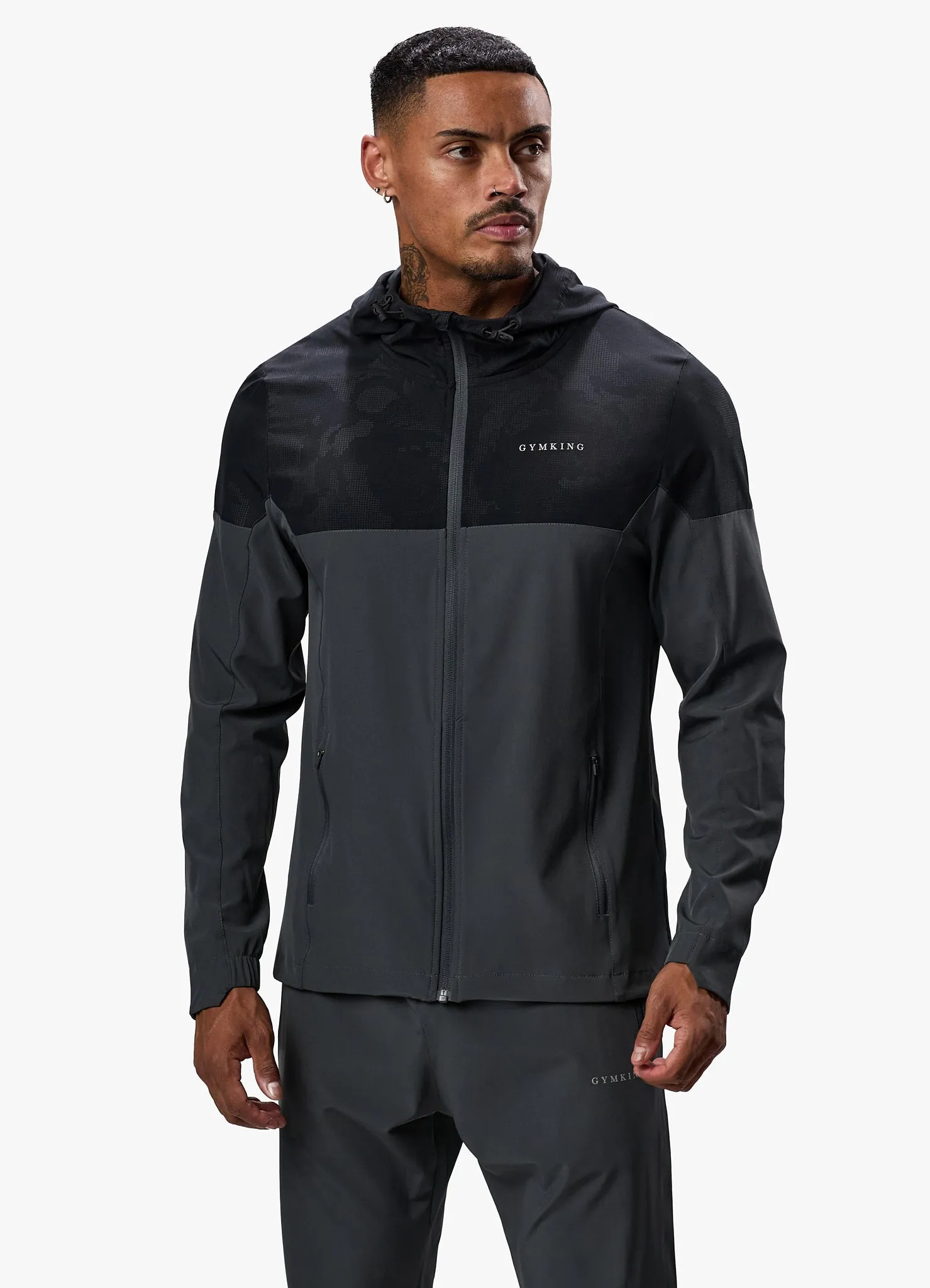 Gym King Debossed Camo Woven Tracksuit - Black/Oyster Grey sold by The Gym King product image thumbnail 4