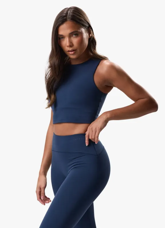 Gym King Peach Luxe High Neck Tank - Rich Blue Luxe sold by The Gym King