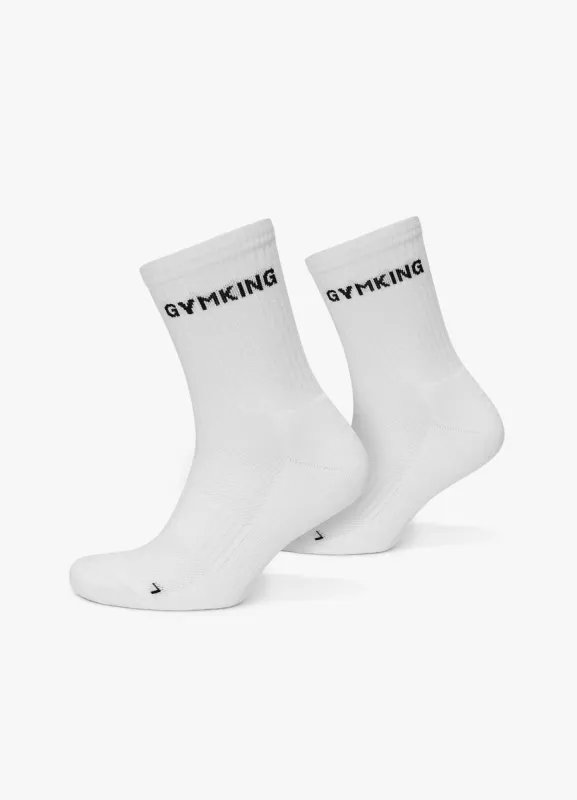 Gym King Linear Crew Sock (2pk) - White sold by The Gym King