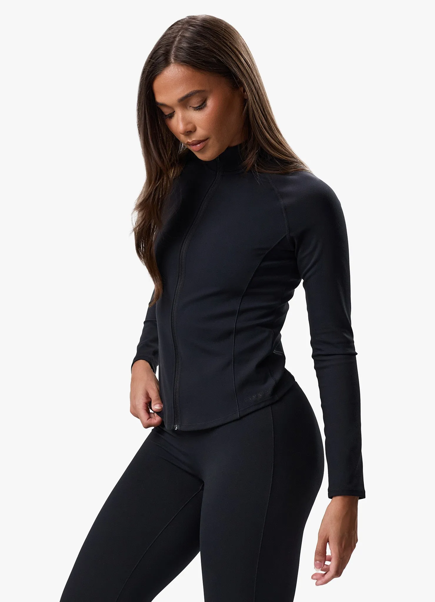 Gym King Peach Luxe Full Zip Jacket - Black Luxe sold by The Gym King product image thumbnail 5