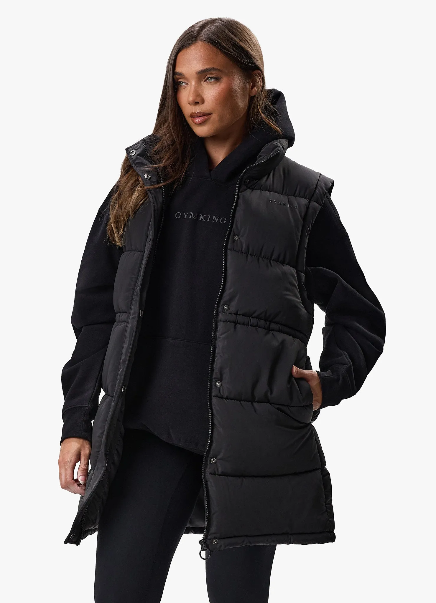 Gym King Padded Longline Gilet – Black sold by The Gym King product image thumbnail 3