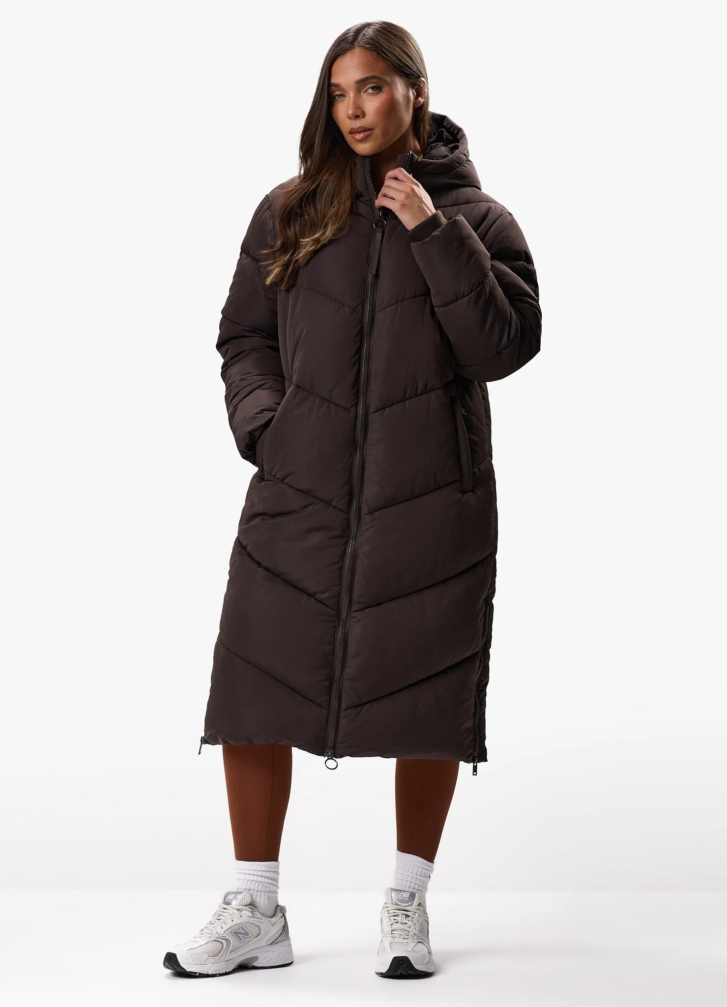 Gym King Chevron Longline Puffer - Cocoa sold by The Gym King product image thumbnail 5