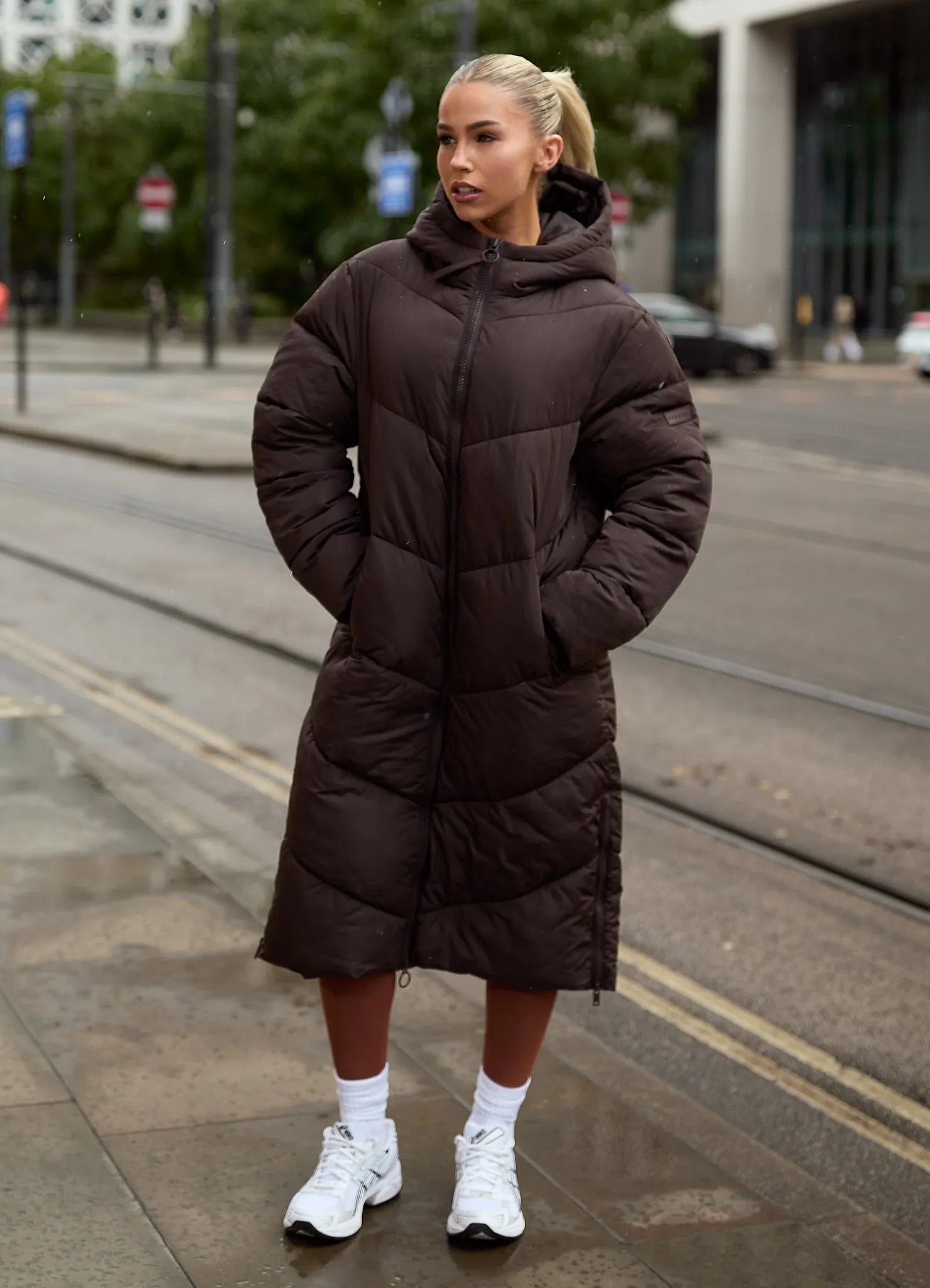 Gym King Chevron Longline Puffer - Cocoa sold by The Gym King product image thumbnail 4