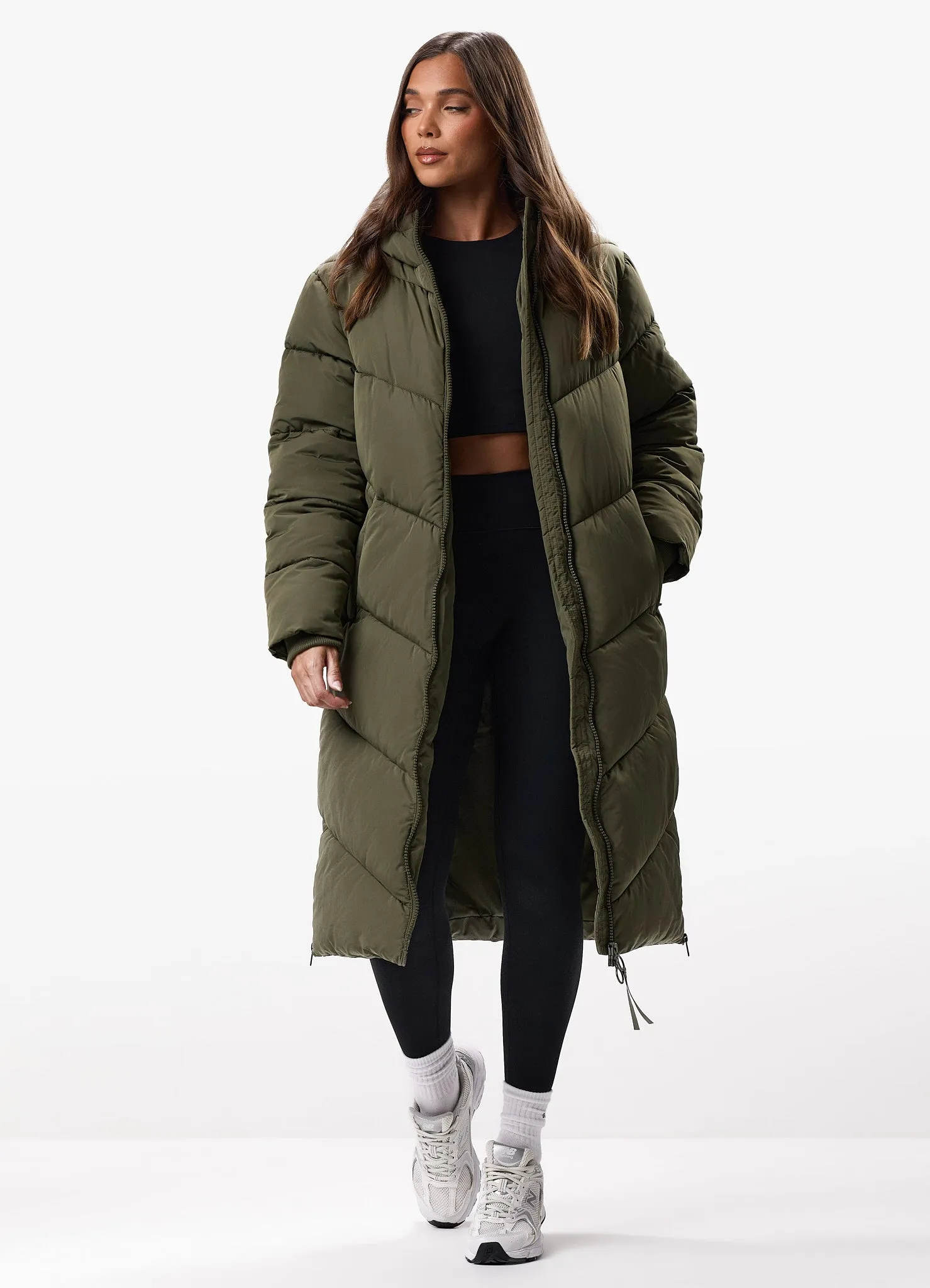 Gym King Chevron Longline Puffer - Khaki sold by The Gym King product image thumbnail 4