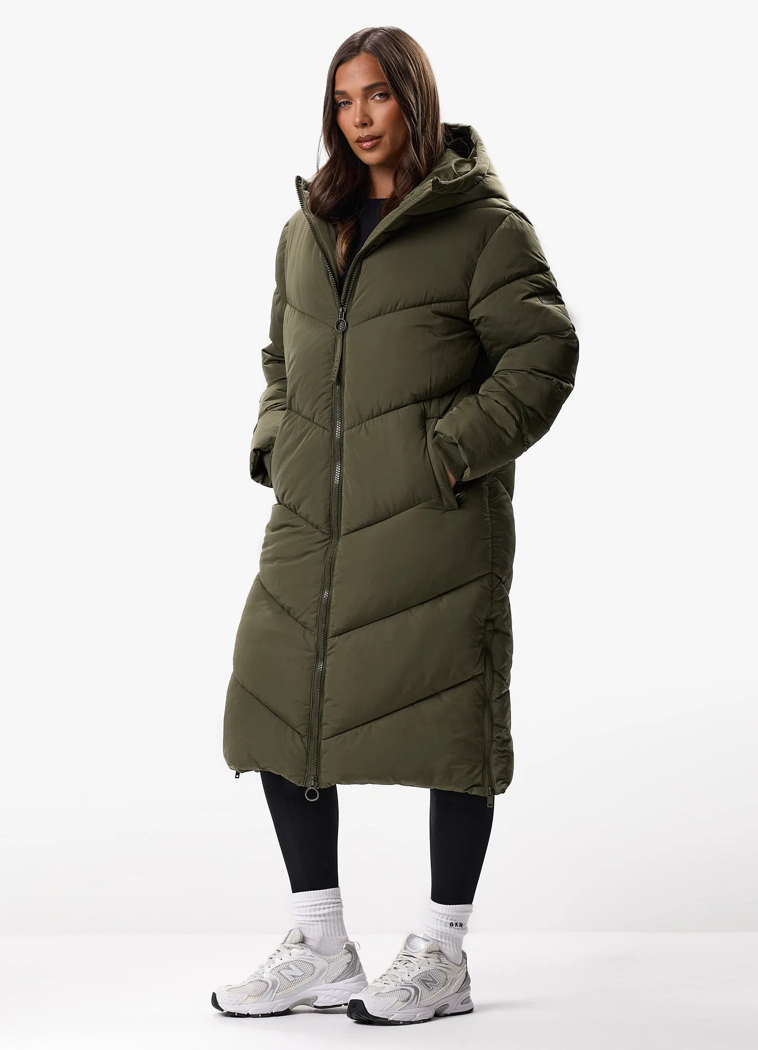 Gym King Chevron Longline Puffer - Khaki sold by The Gym King product image thumbnail 5